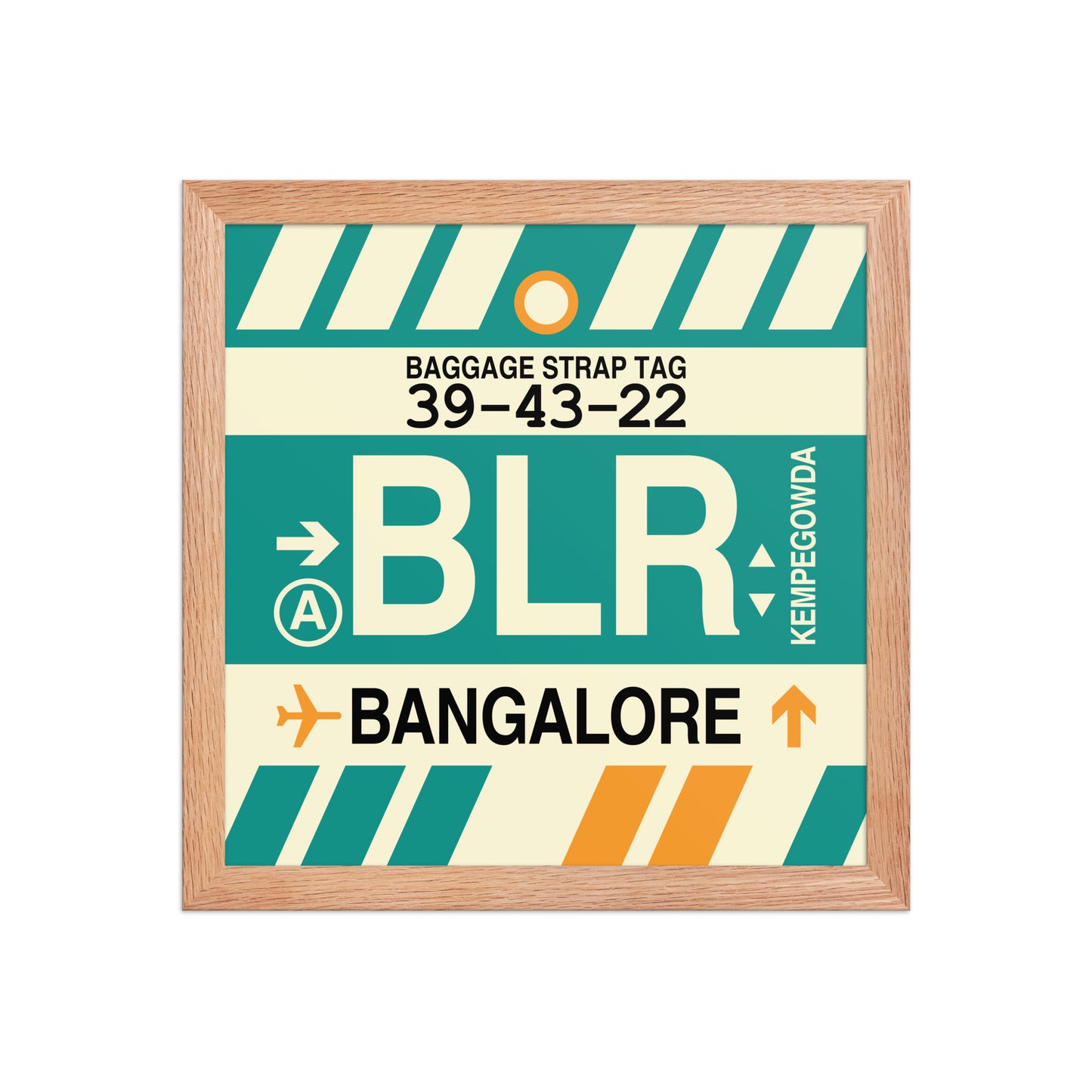 BLR Bangalore Framed Print • Jet Age Baggage Tag Design • YHM Designs - Image 07