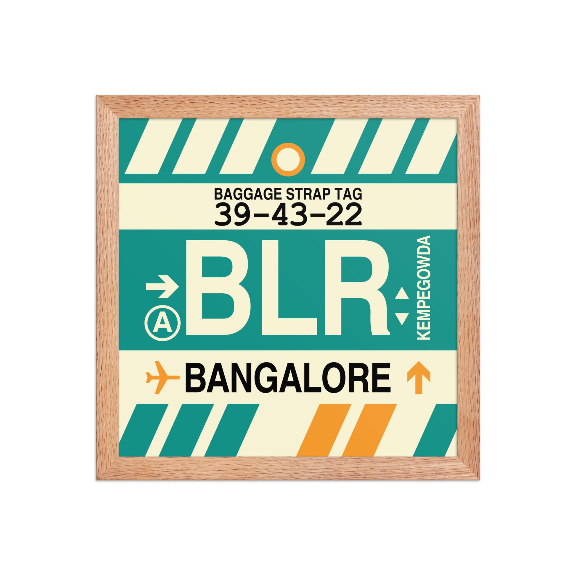 BLR Bangalore Framed Print • Jet Age Baggage Tag Design • YHM Designs - Image 07