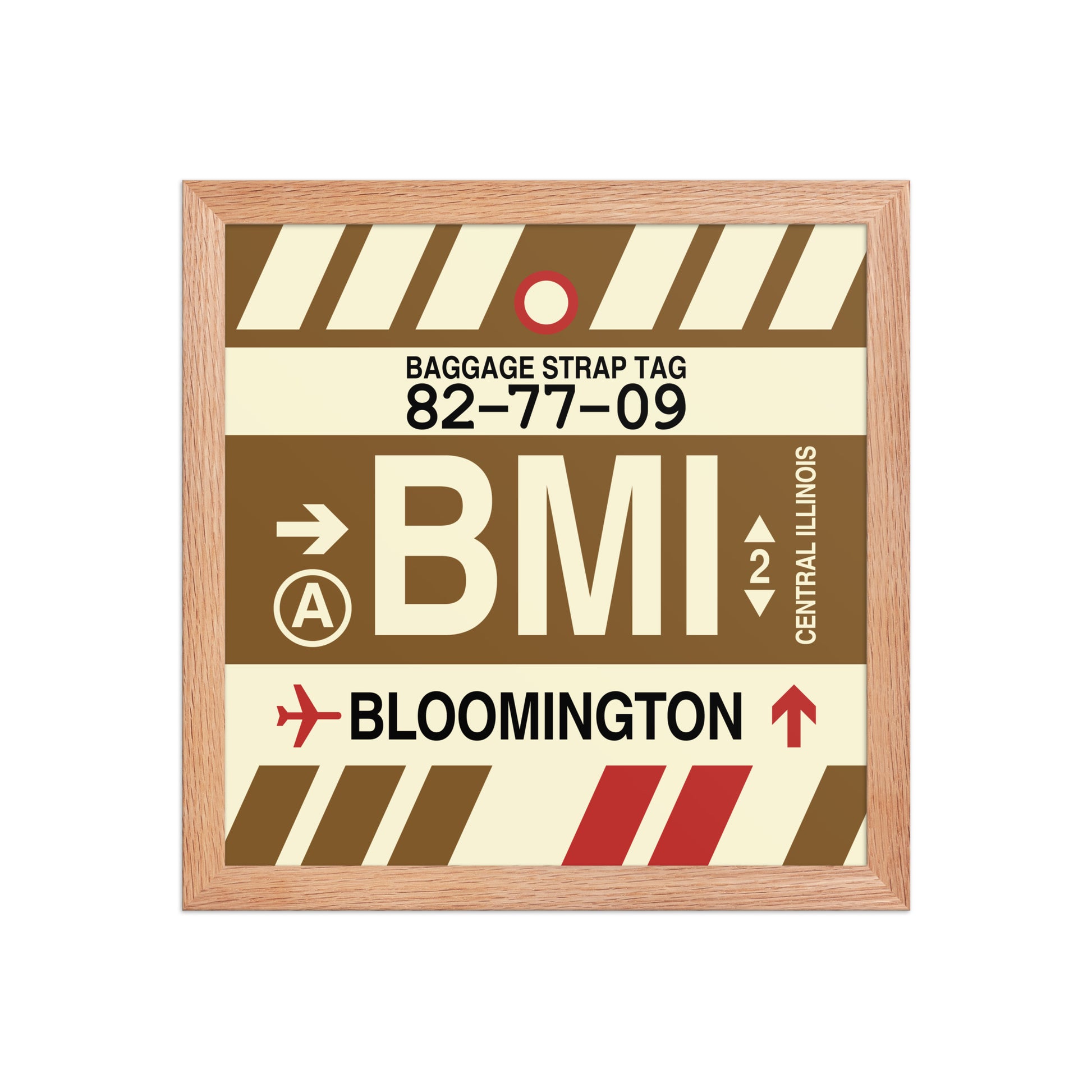 BMI Bloomington Framed Print • Jet Age Baggage Tag Design • YHM Designs - Image 07