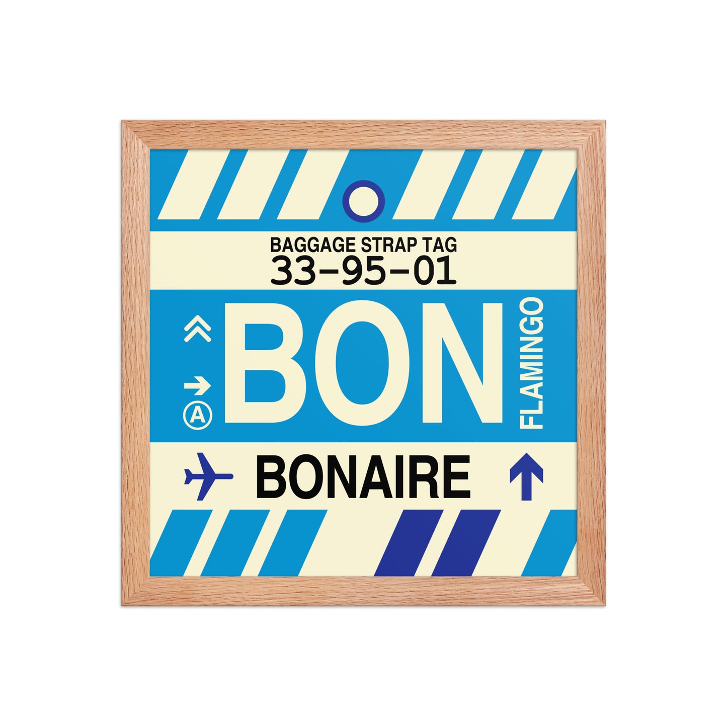 BON Bonaire Framed Print • Jet Age Baggage Tag Design • YHM Designs - Image 07