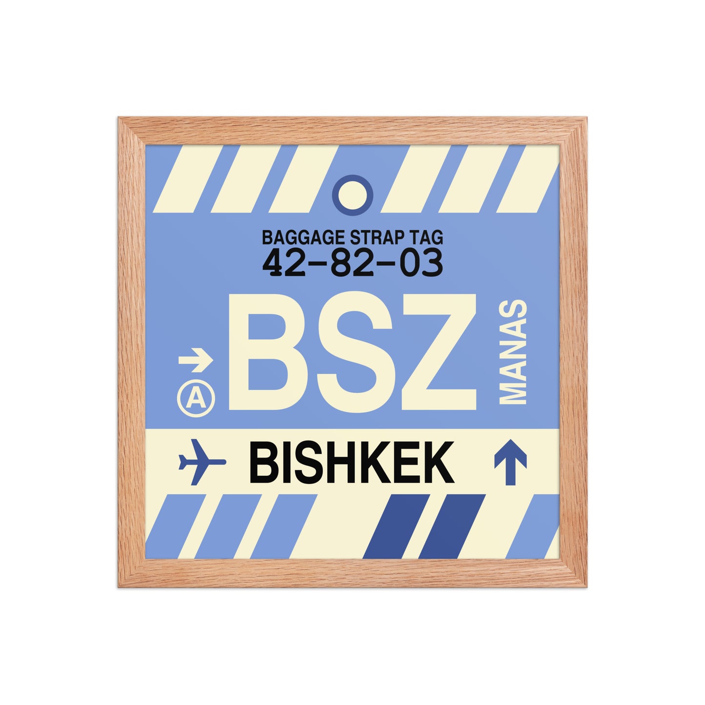 BSZ Bishkek Framed Print • Jet Age Baggage Tag Design • YHM Designs - Image 07