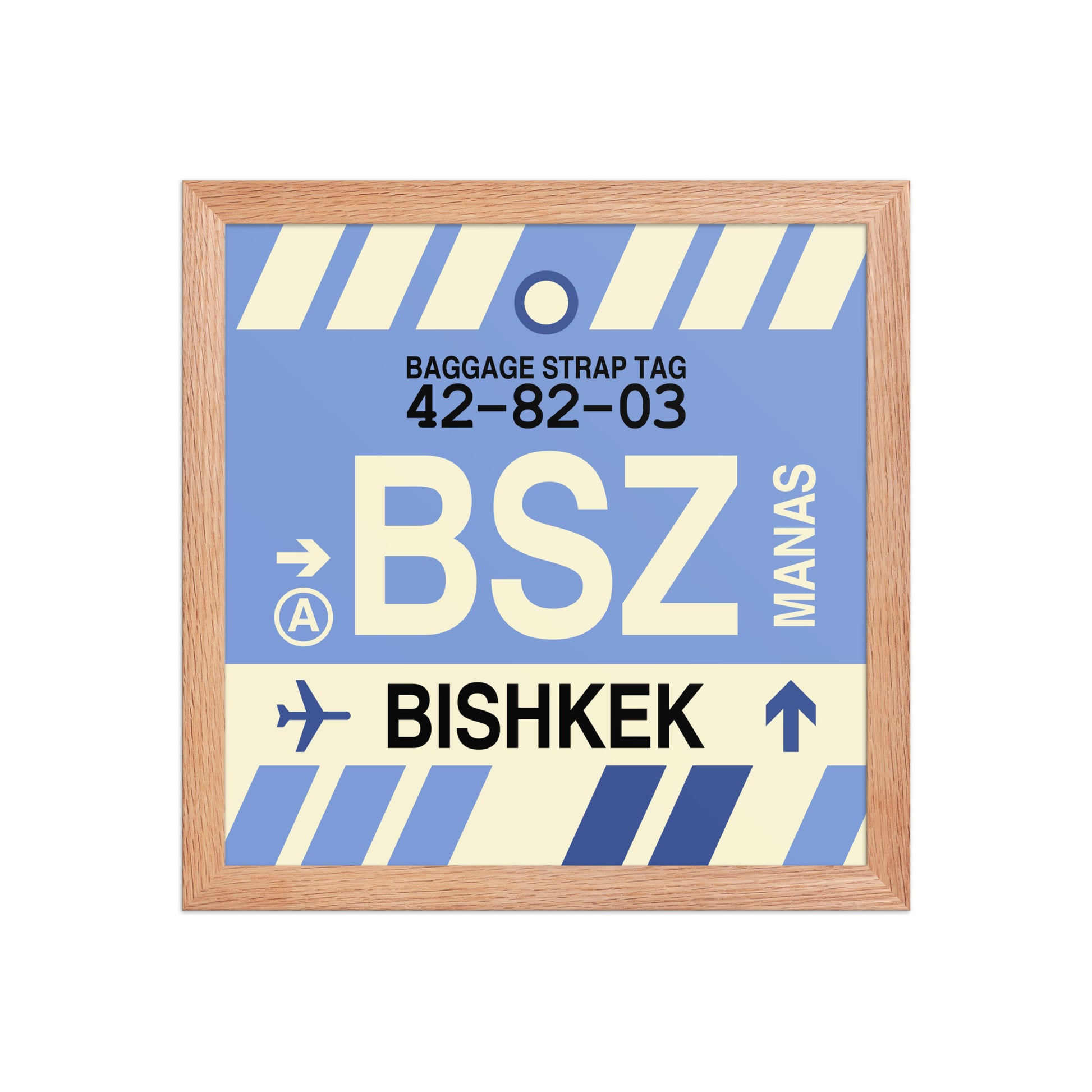 BSZ Bishkek Framed Print • Jet Age Baggage Tag Design • YHM Designs - Image 07