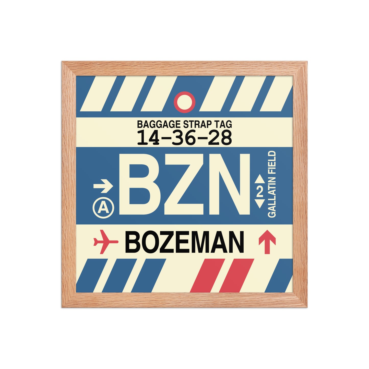 BZN Bozeman Framed Print • Jet Age Baggage Tag Design • YHM Designs - Image 07
