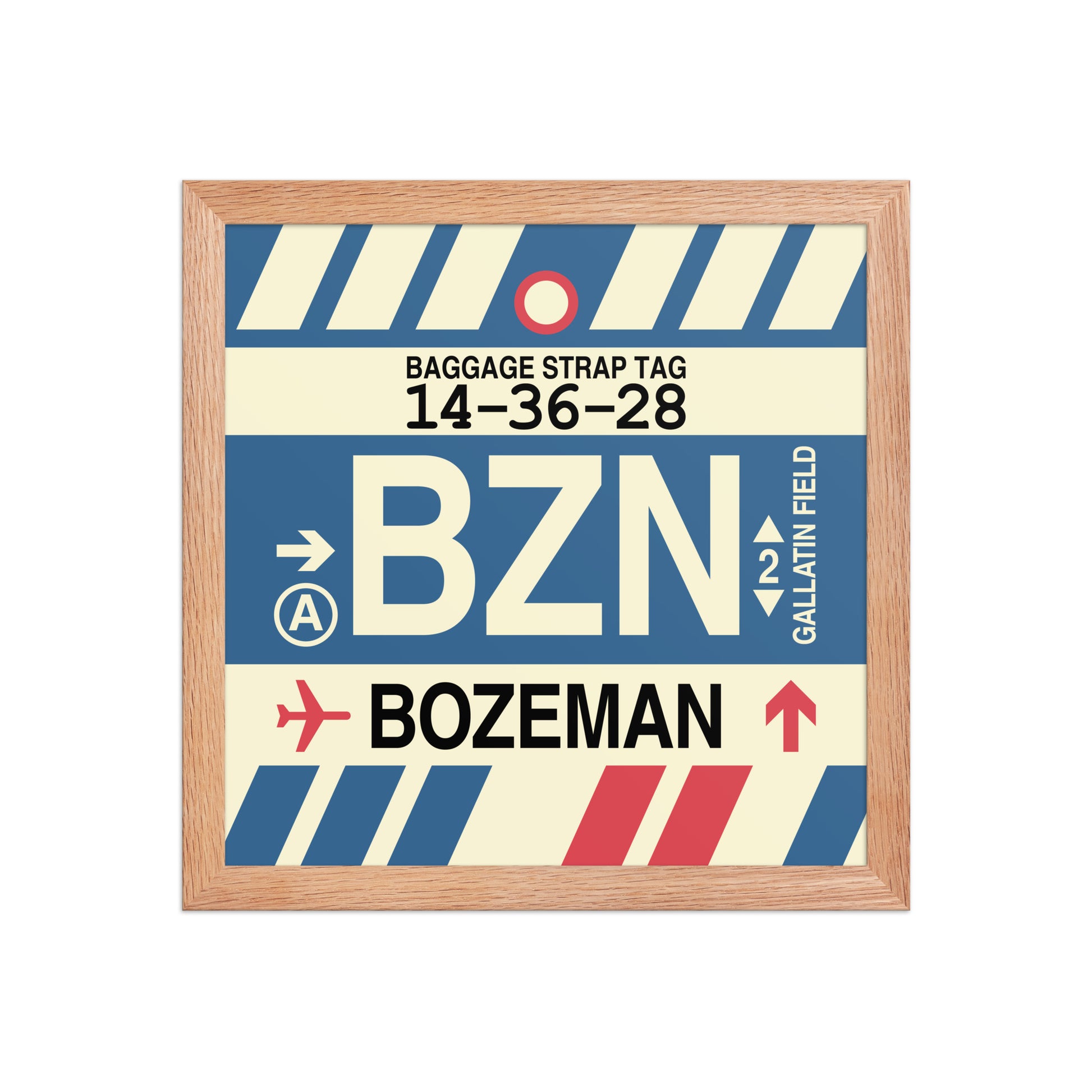 BZN Bozeman Framed Print • Jet Age Baggage Tag Design • YHM Designs - Image 07