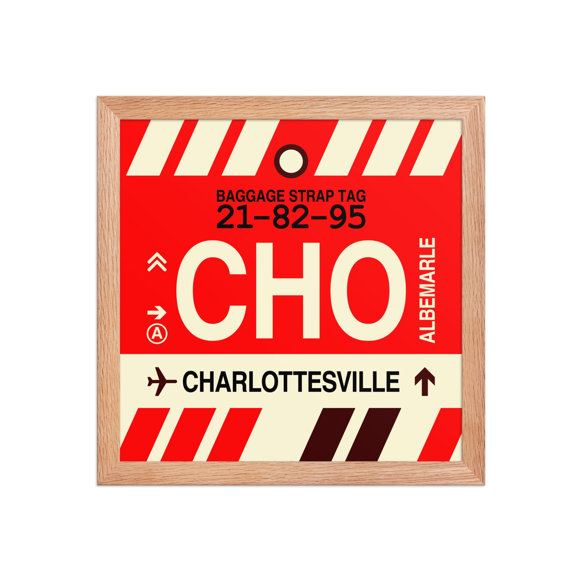 CHO Charlottesville Framed Print • Jet Age Baggage Tag Design • YHM Designs - Image 07