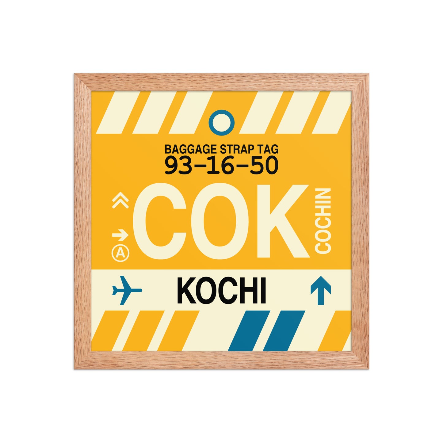 COK Kochi Framed Print • Jet Age Baggage Tag Design • YHM Designs - Image 07