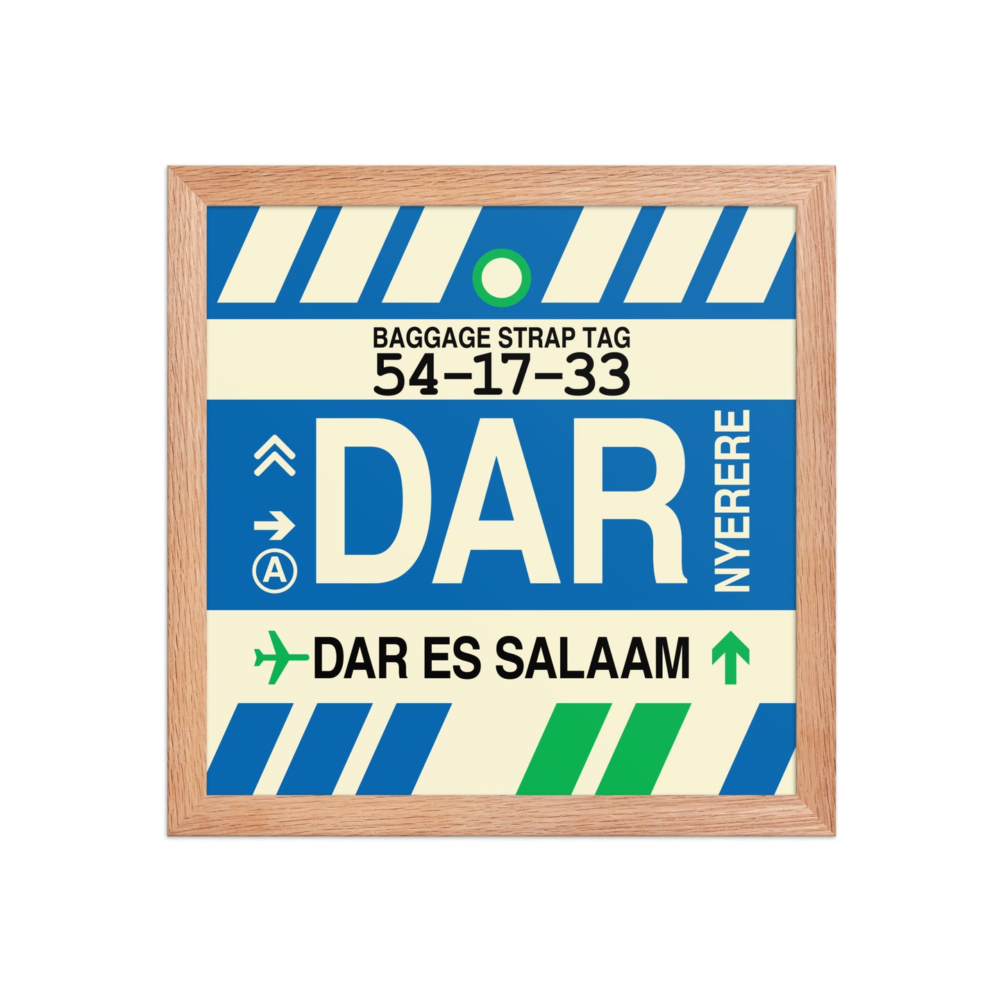 DAR Dar es Salaam Framed Print • Jet Age Baggage Tag Design • YHM Designs - Image 07