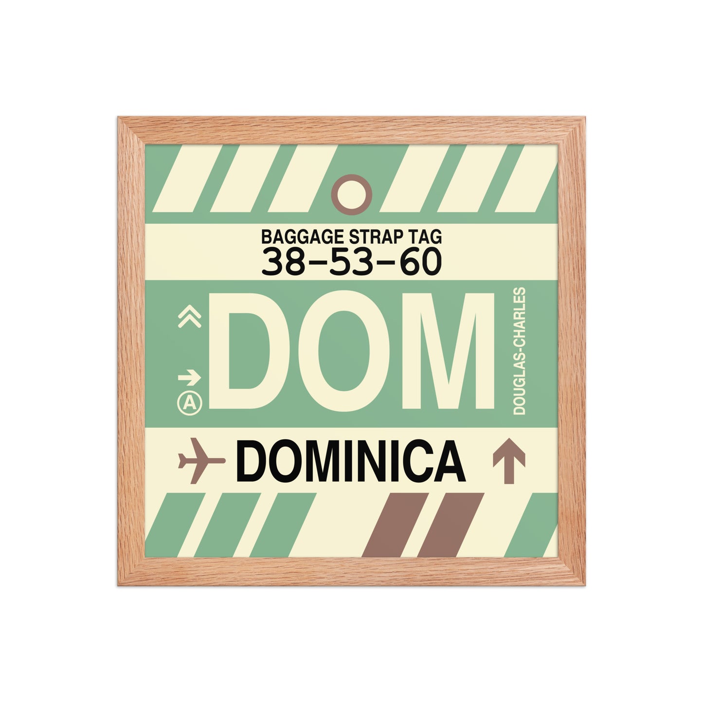 DOM Dominica Framed Print • Jet Age Baggage Tag Design • YHM Designs - Image 07