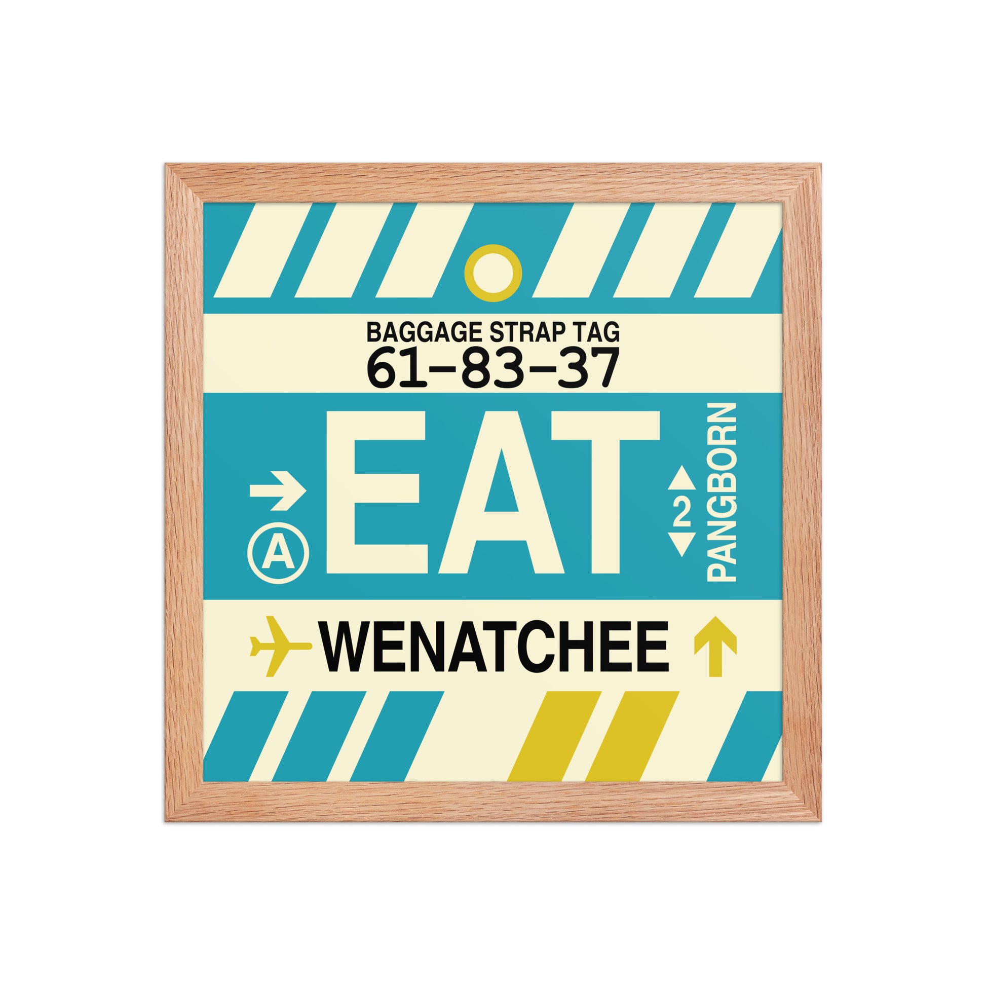 EAT Wenatchee Framed Print • Jet Age Baggage Tag Design • YHM Designs - Image 07