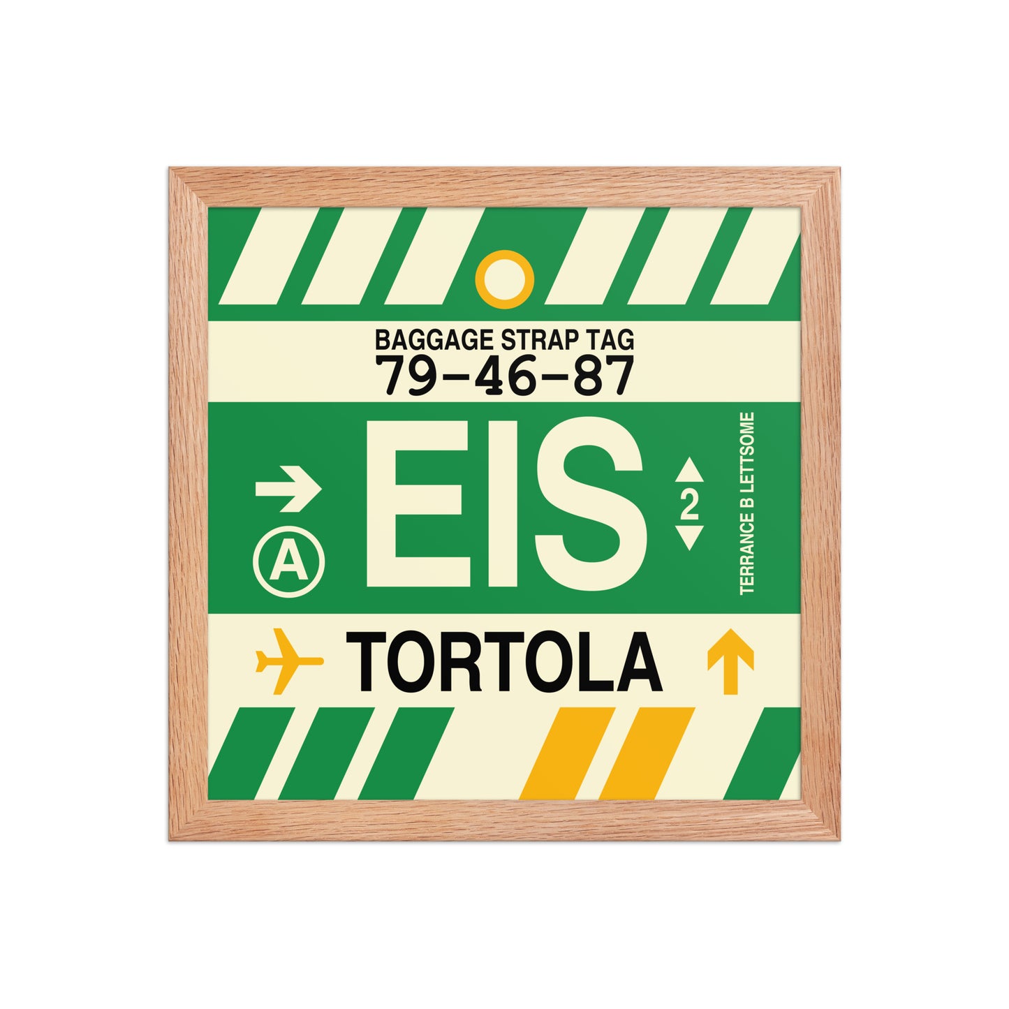 EIS Tortola Framed Print • Jet Age Baggage Tag Design • YHM Designs - Image 07