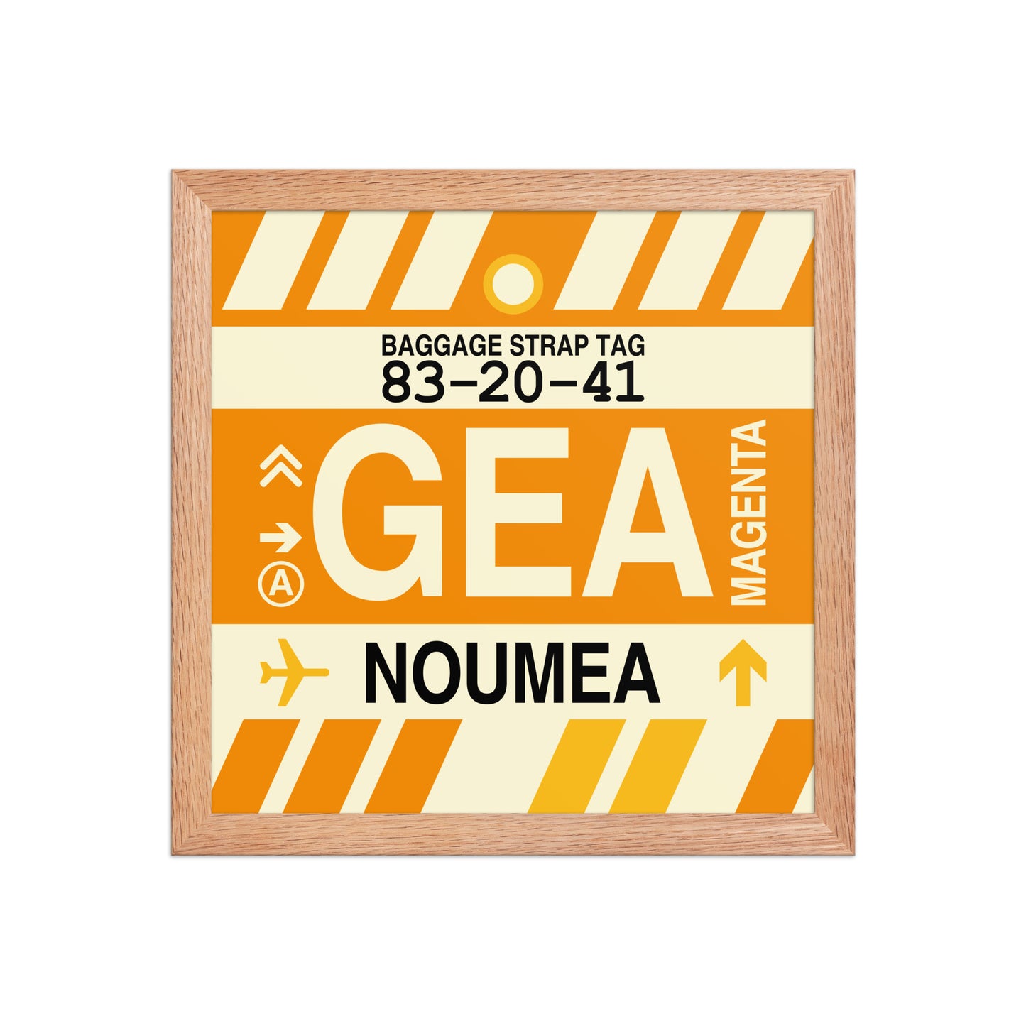 GEA Nouméa Framed Print • Jet Age Baggage Tag Design • YHM Designs - Image 07