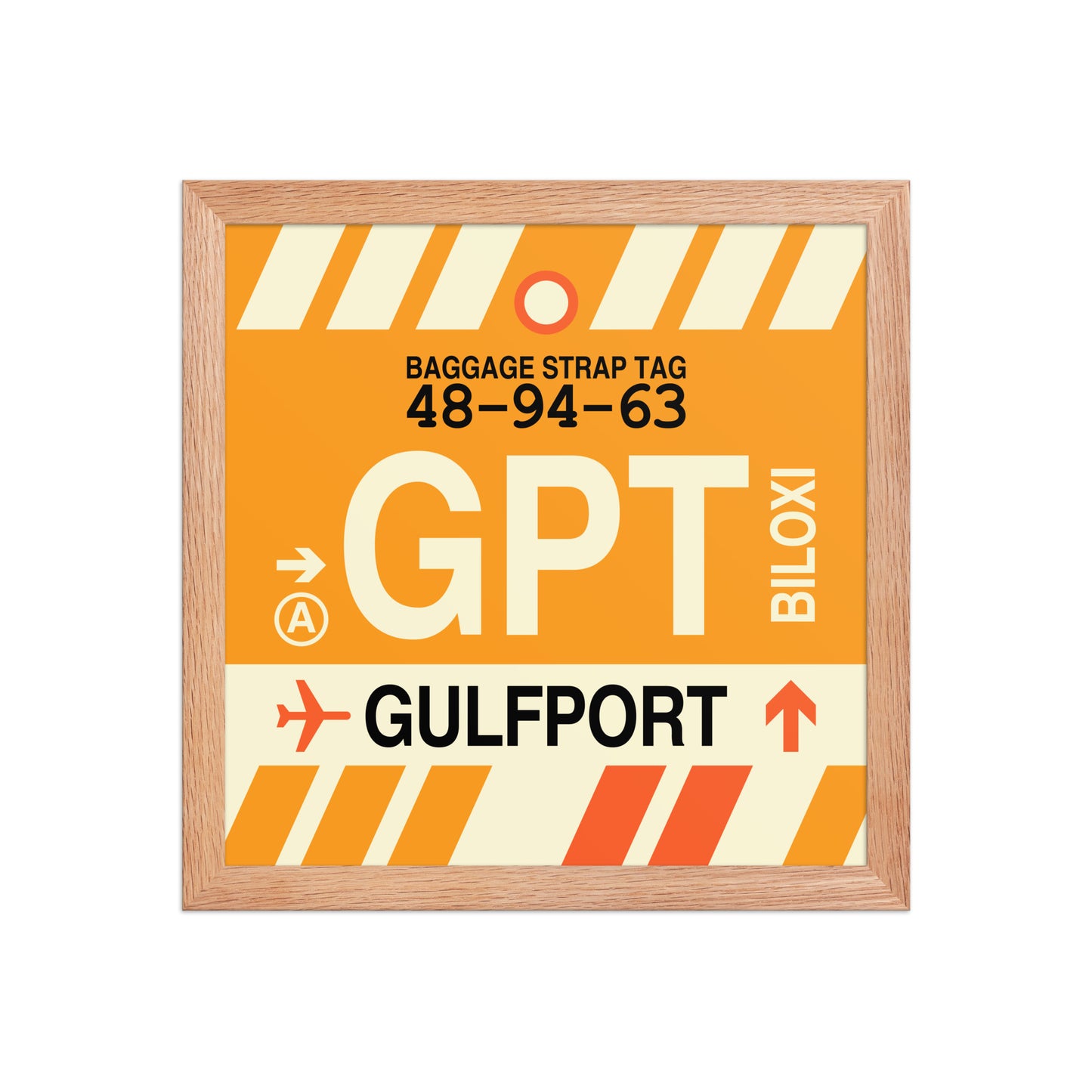 GPT Gulfport-Biloxi Framed Print • Jet Age Baggage Tag Design • YHM Designs - Image 07