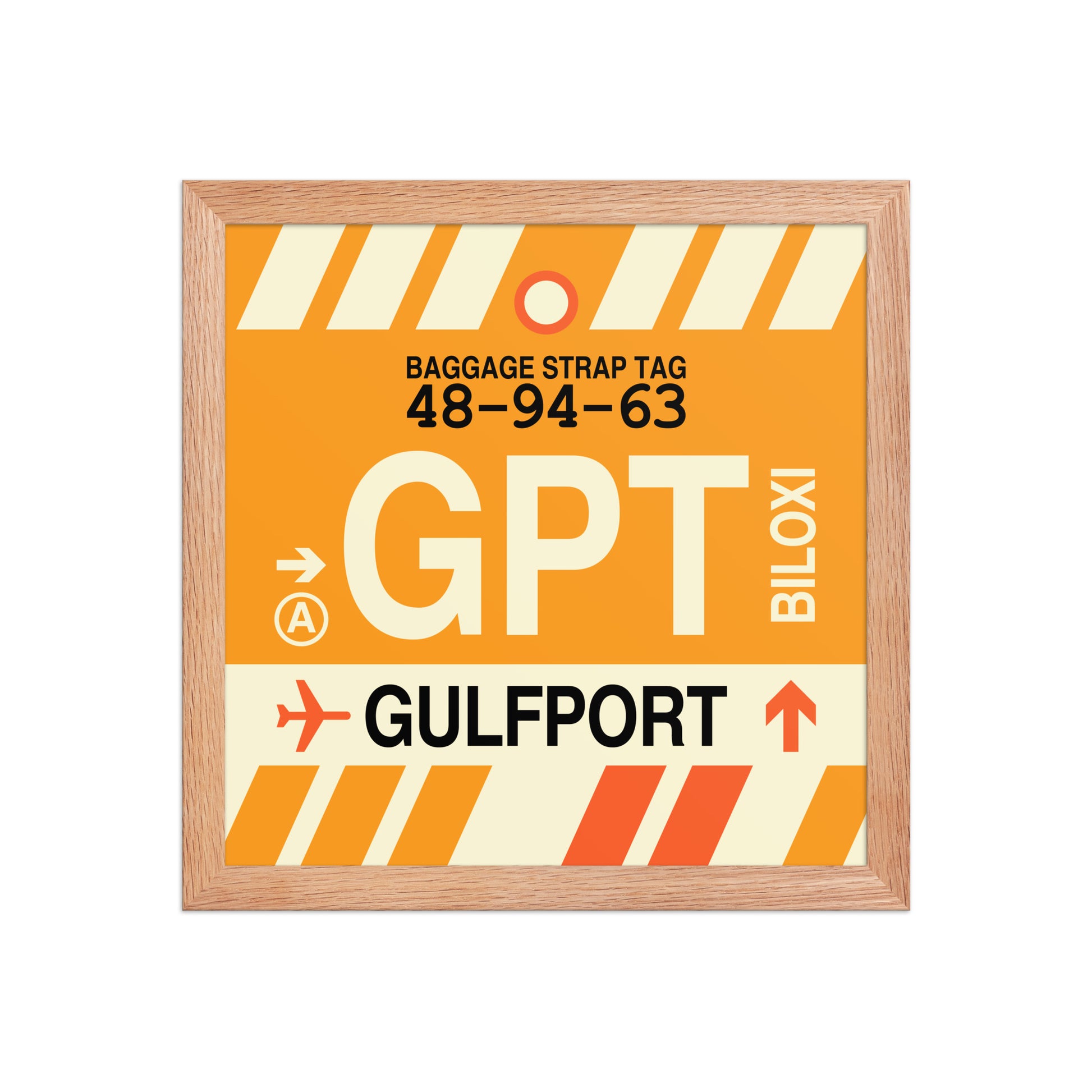 GPT Gulfport-Biloxi Framed Print • Jet Age Baggage Tag Design • YHM Designs - Image 07