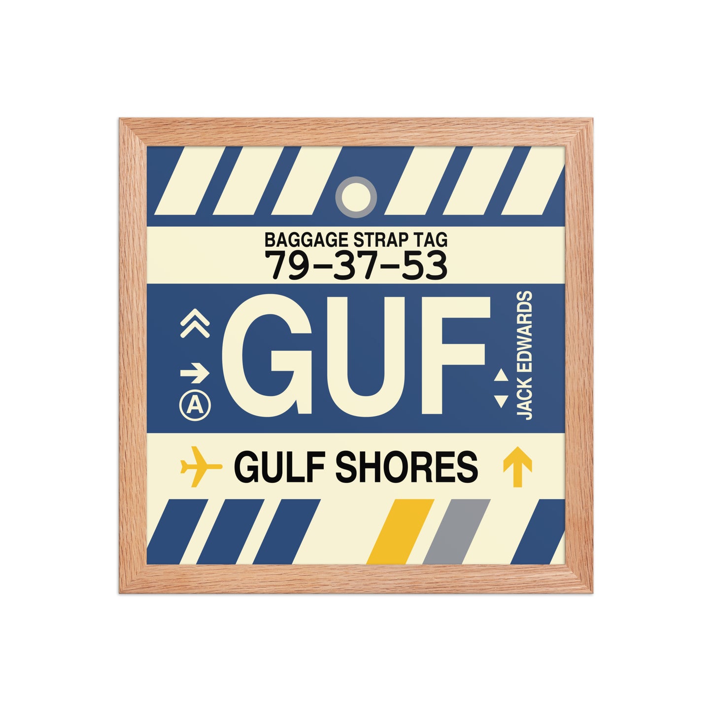 GUF Gulf Shores Framed Print • Jet Age Baggage Tag Design • YHM Designs - Image 07