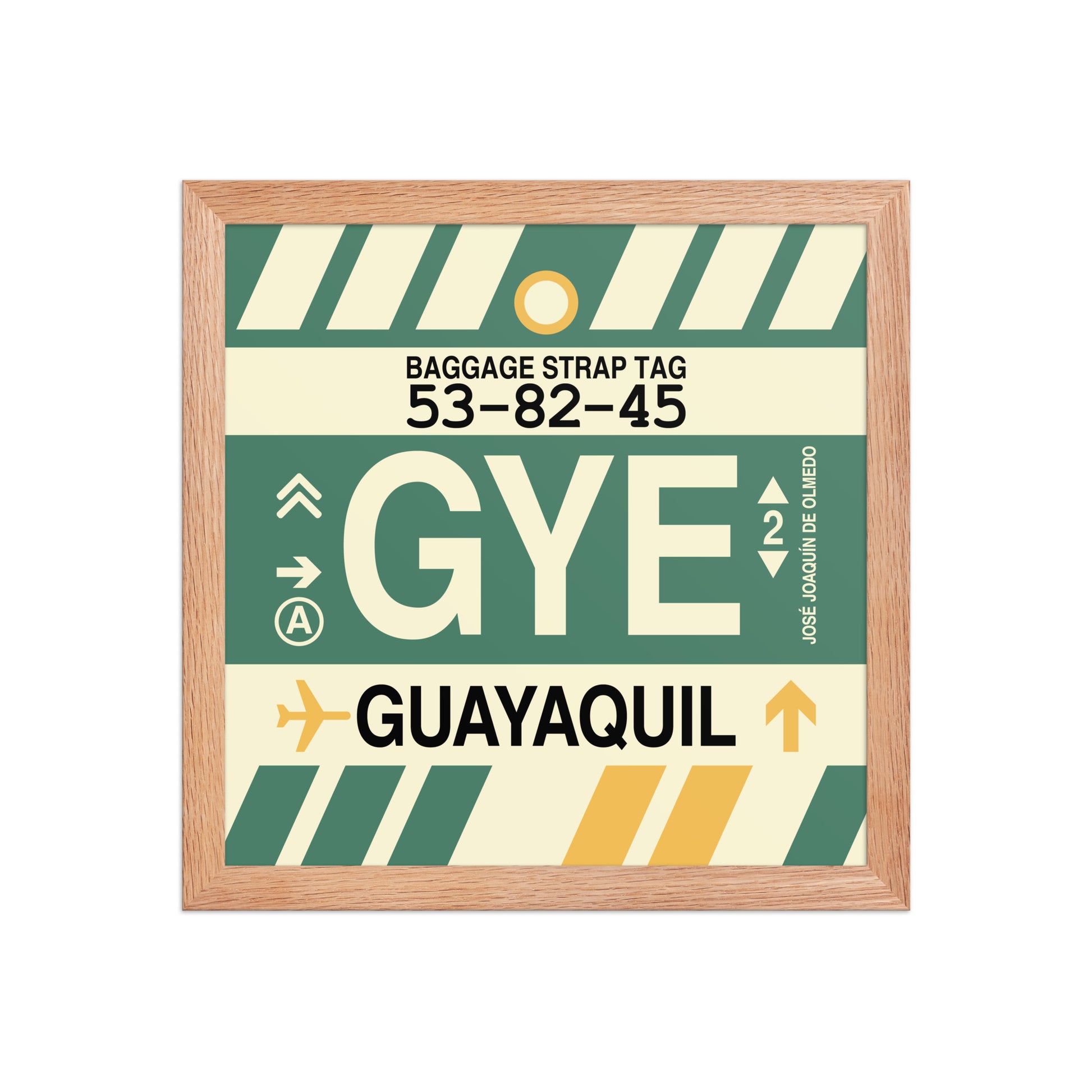GYE Guayaquil Framed Print • Jet Age Baggage Tag Design • YHM Designs - Image 07