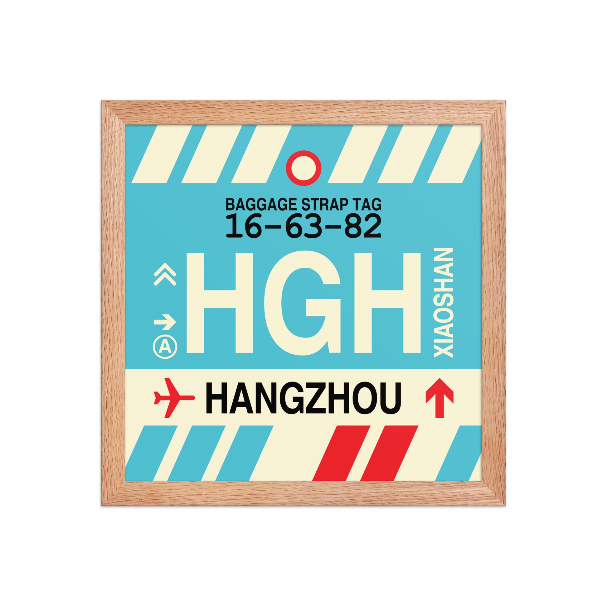 HGH Hangzhou Framed Print • Jet Age Baggage Tag Design • YHM Designs - Image 07