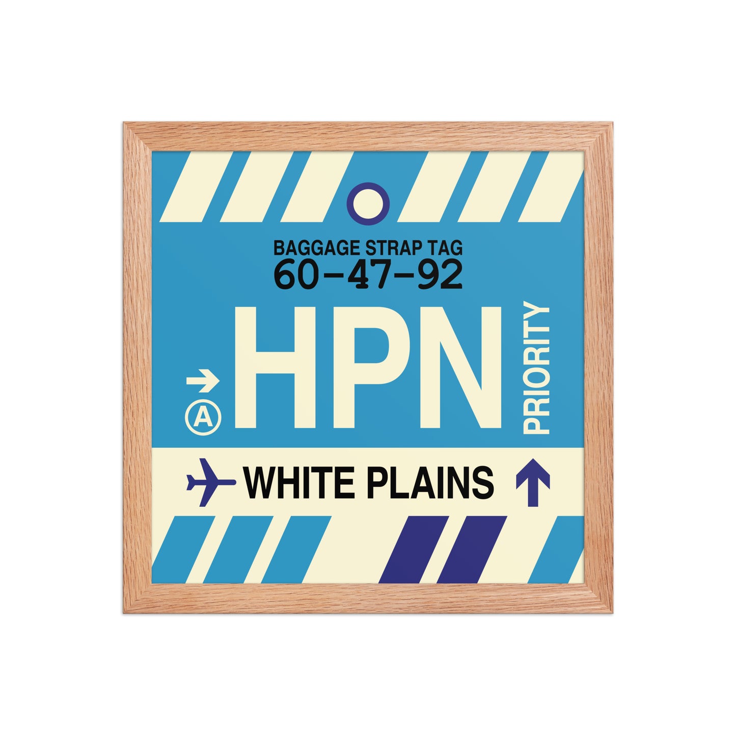 HPN White Plains Framed Print • Jet Age Baggage Tag Design • YHM Designs - Image 07