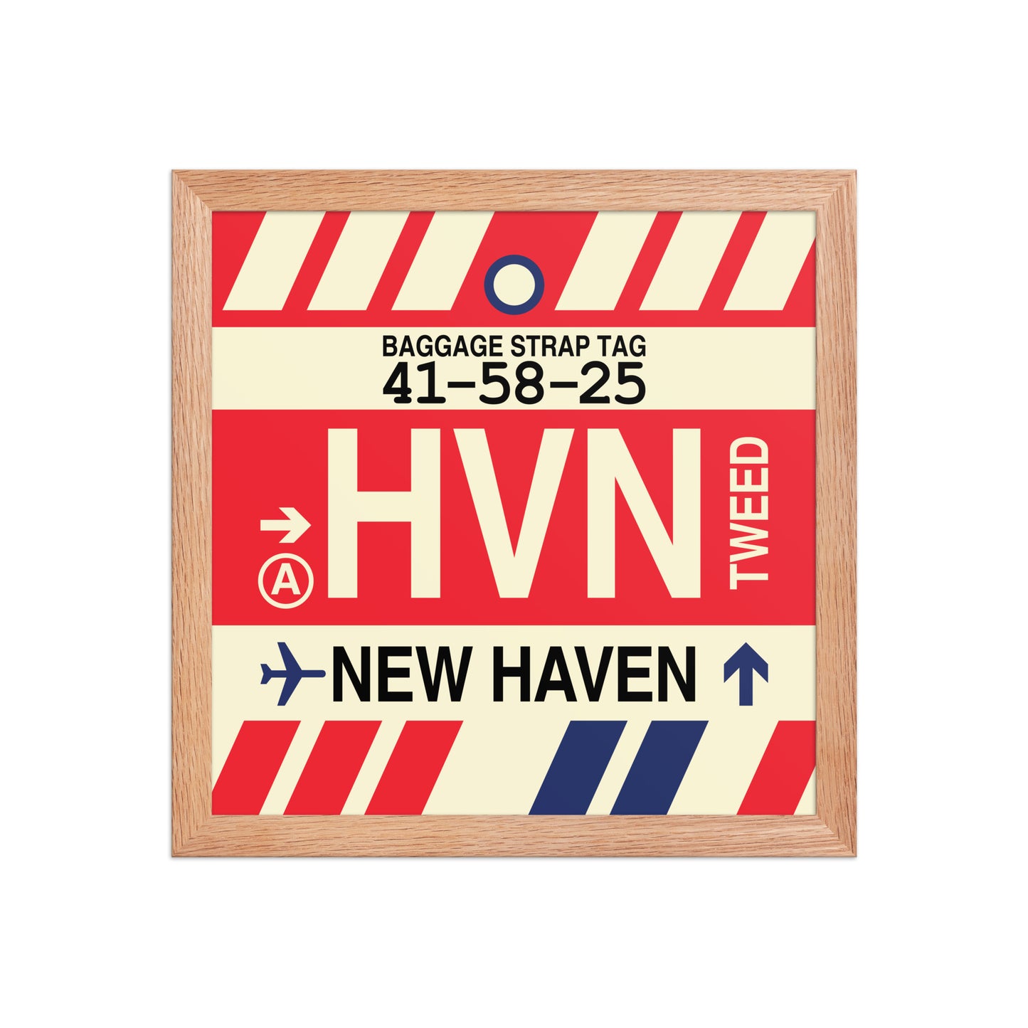 HVN New Haven Framed Print • Jet Age Baggage Tag Design • YHM Designs - Image 07