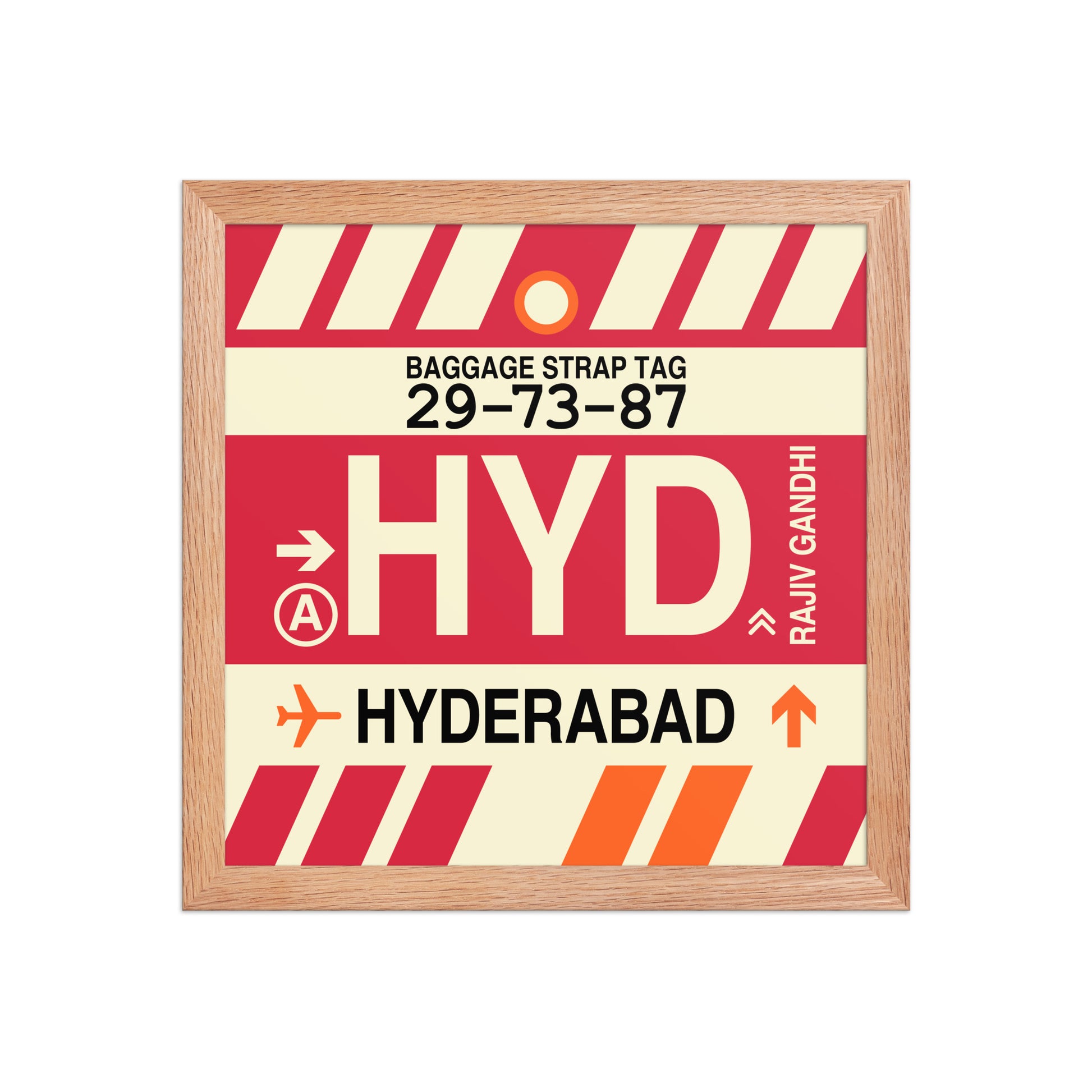 HYD Hyderabad Framed Print • Jet Age Baggage Tag Design • YHM Designs - Image 07