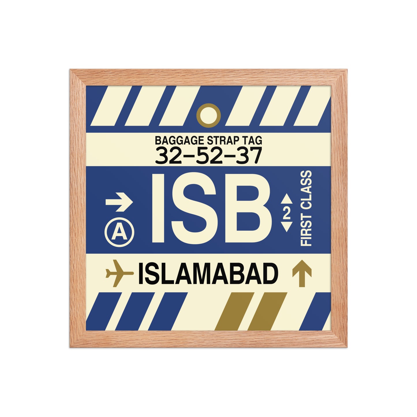 ISB Islamabad Framed Print • Jet Age Baggage Tag Design • YHM Designs - Image 07