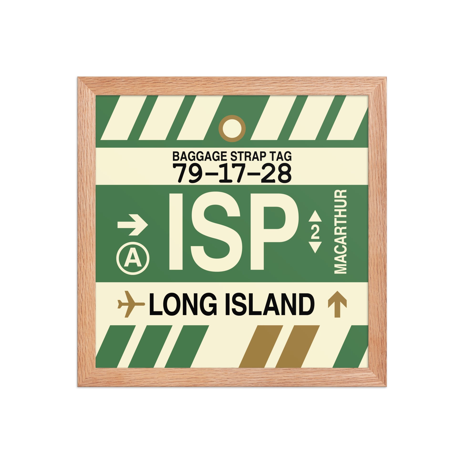 ISP Long Island Framed Print • Jet Age Baggage Tag Design • YHM Designs - Image 07