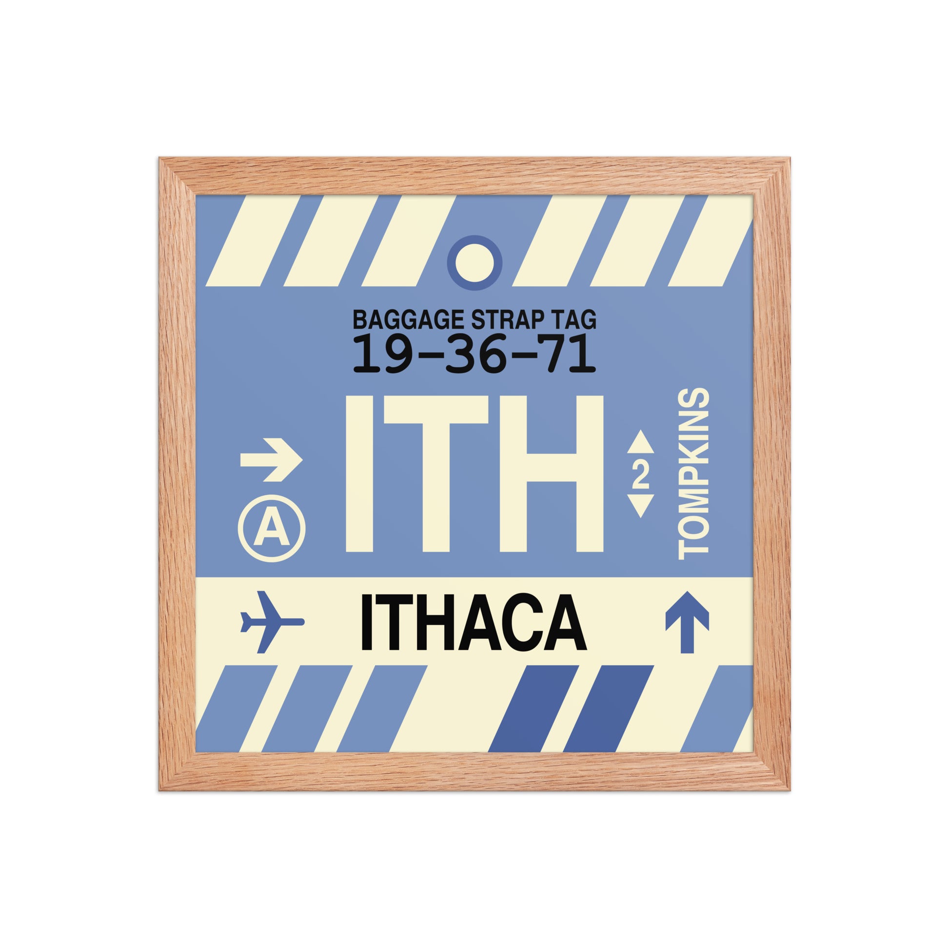 ITH Ithaca Framed Print • Jet Age Baggage Tag Design • YHM Designs - Image 07