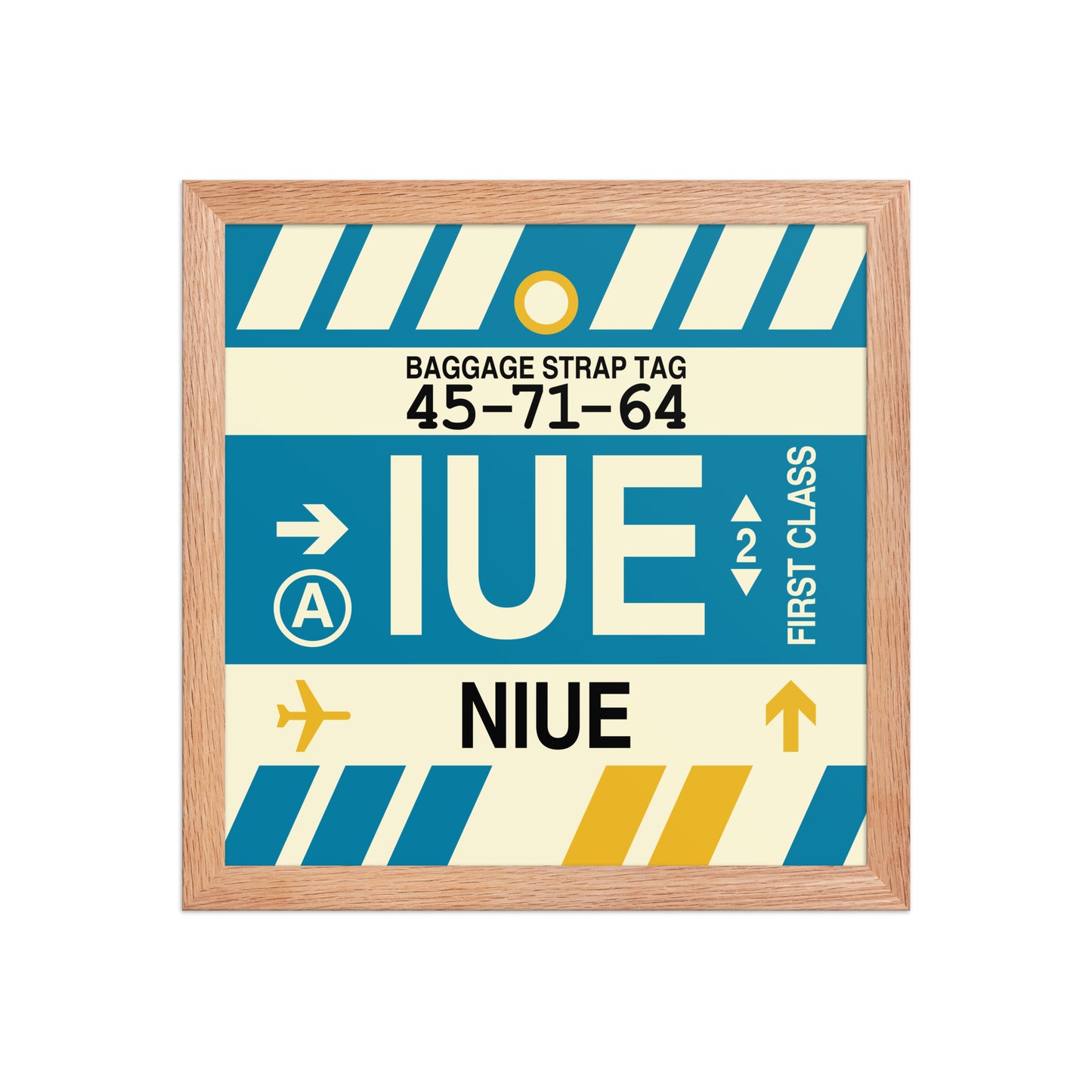 IUE Niue Framed Print • Jet Age Baggage Tag Design • YHM Designs - Image 07