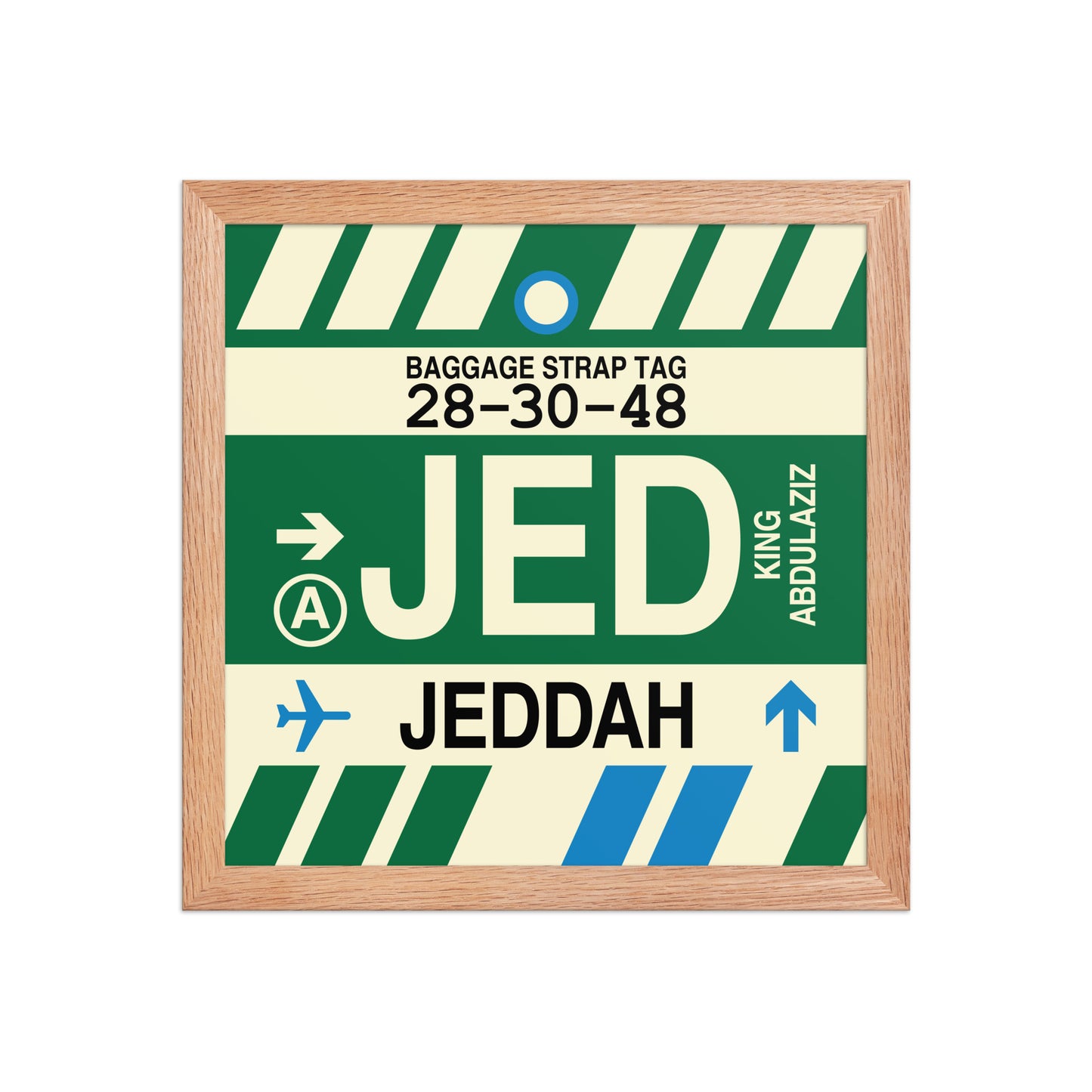 JED Jeddah Framed Print • Jet Age Baggage Tag Design • YHM Designs - Image 07