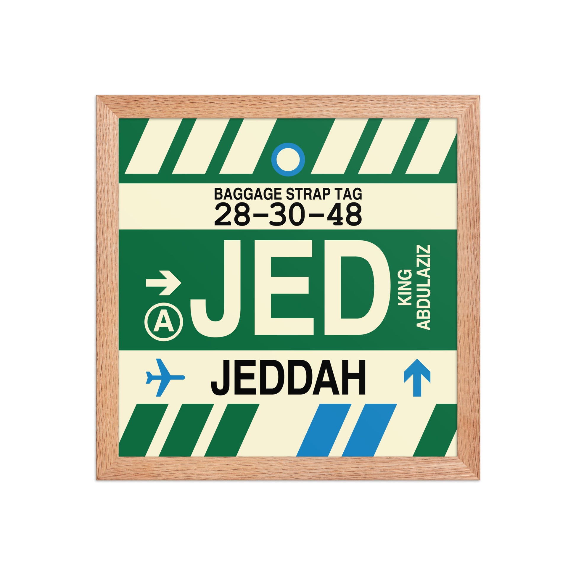 JED Jeddah Framed Print • Jet Age Baggage Tag Design • YHM Designs - Image 07