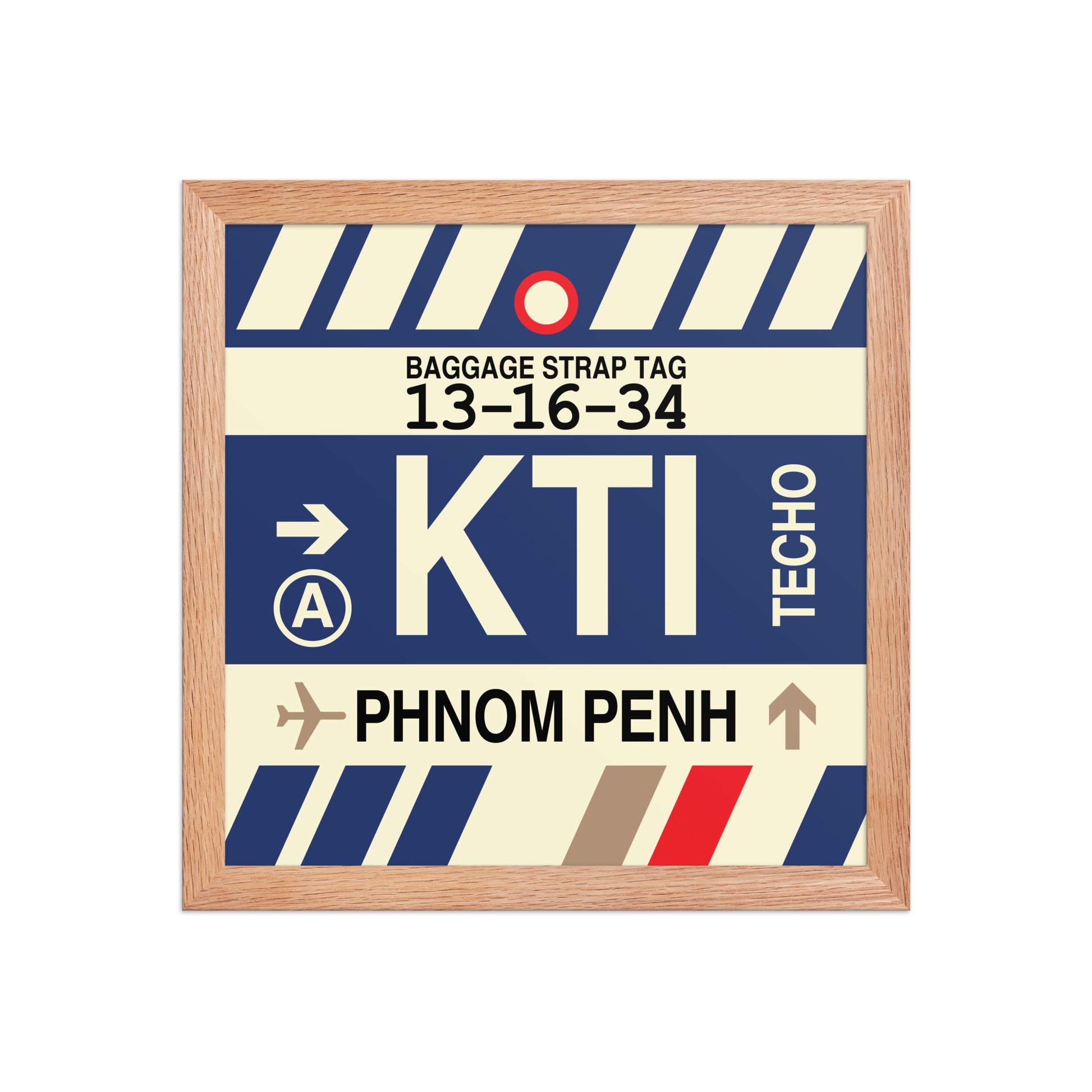 KTI Phnom Penh Framed Print • Jet Age Baggage Tag Design • YHM Designs - Image 07