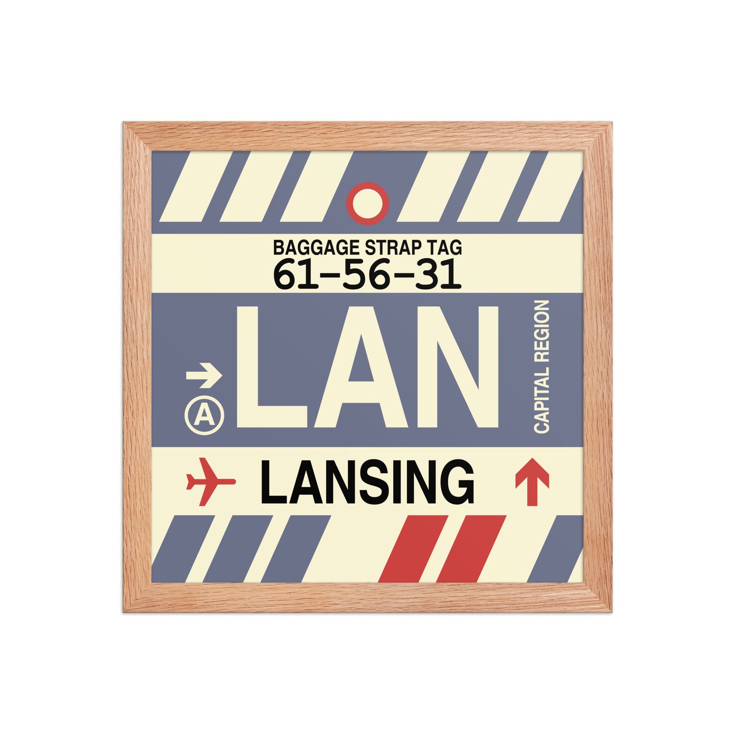 LAN Lansing Framed Print • Jet Age Baggage Tag Design • YHM Designs - Image 07