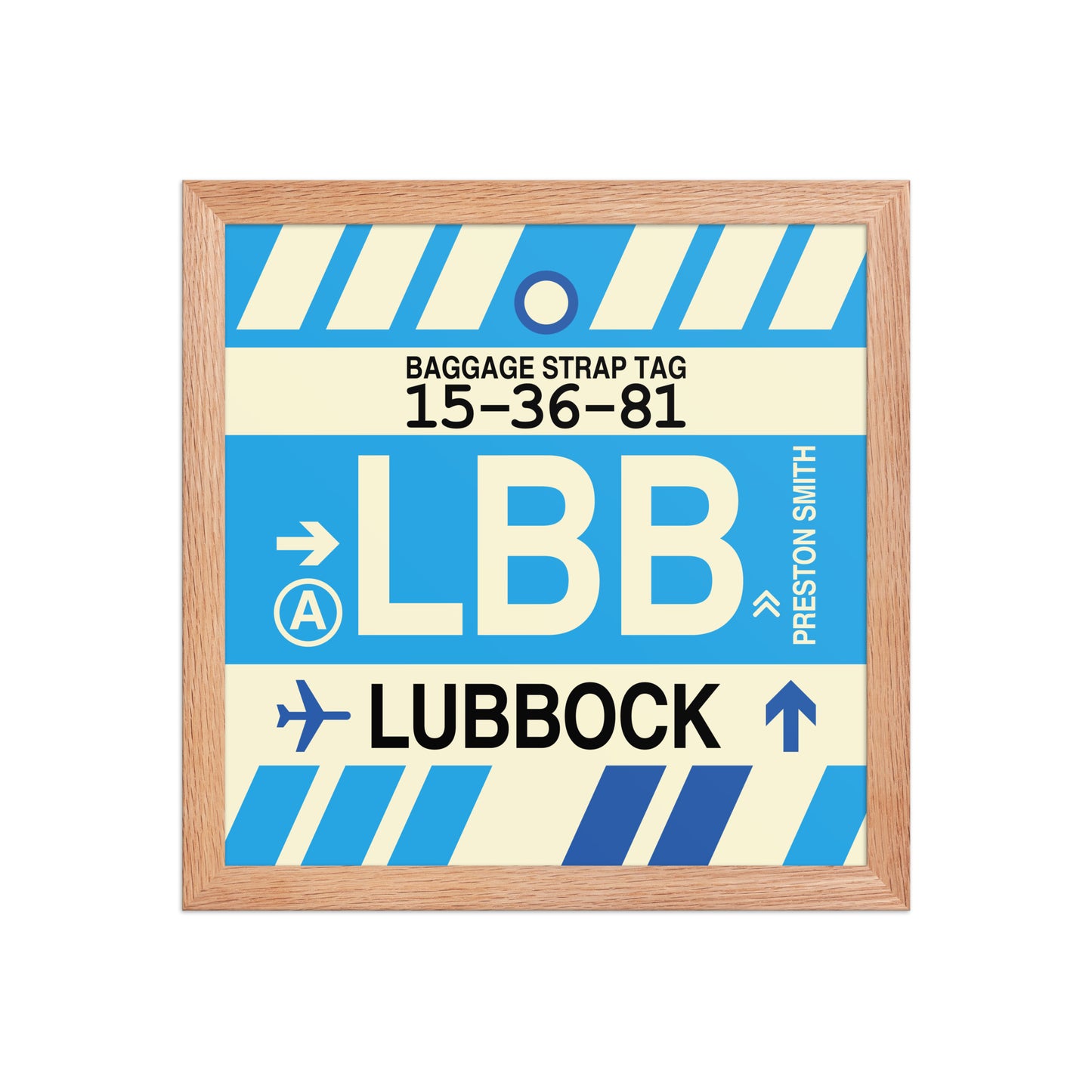 LBB Lubbock Framed Print • Jet Age Baggage Tag Design • YHM Designs - Image 07