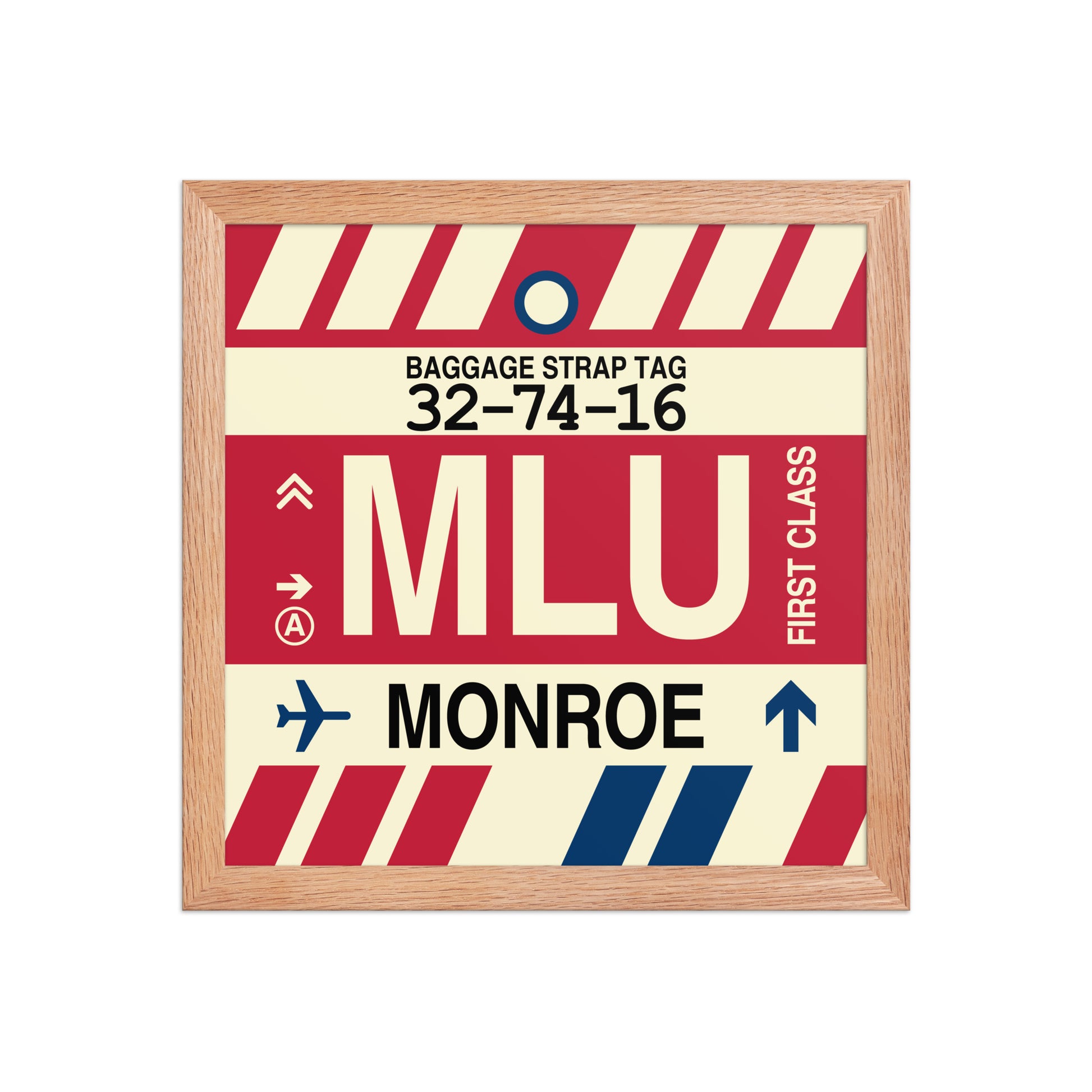 MLU Monroe Framed Print • Jet Age Baggage Tag Design • YHM Designs - Image 07