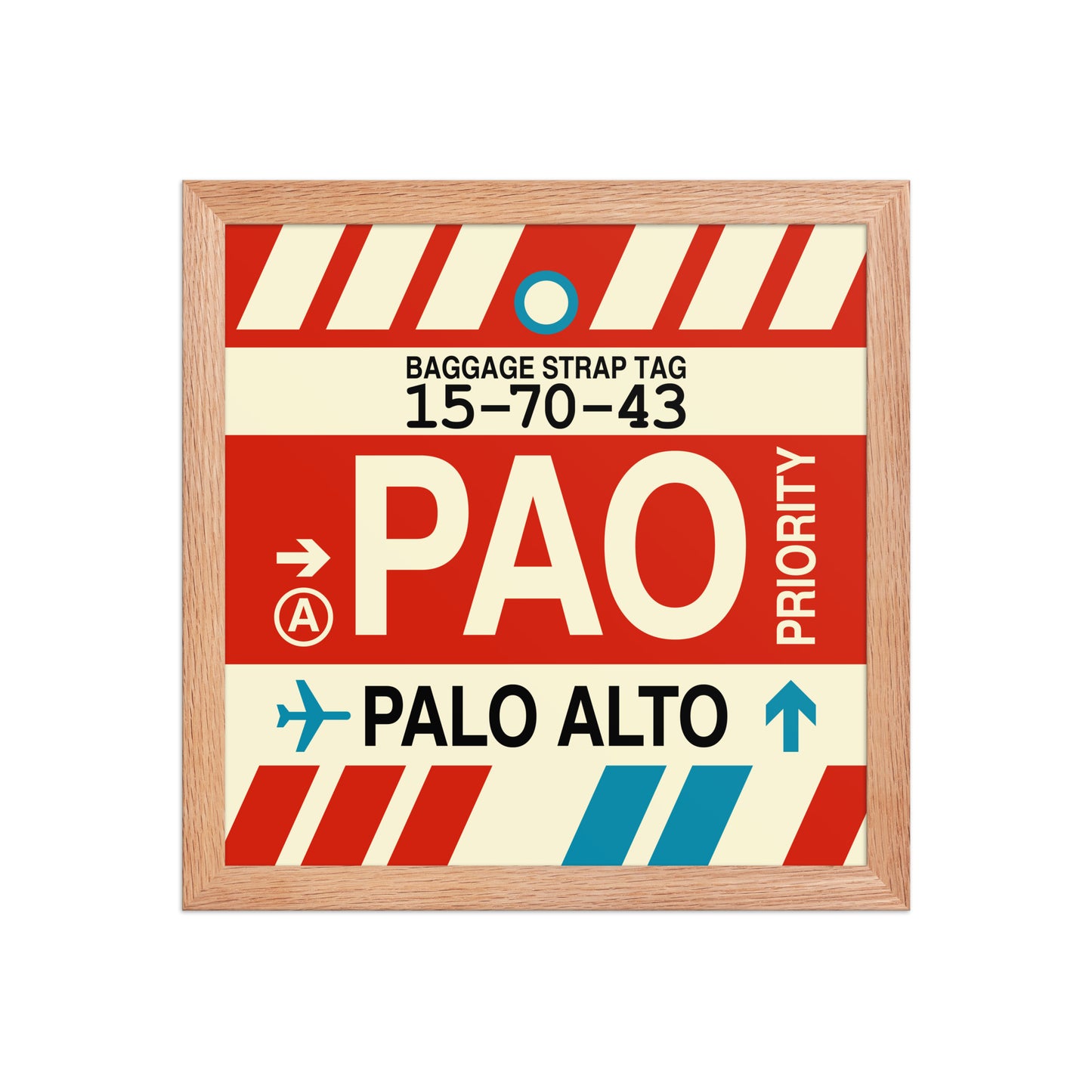 PAO Palo Alto Framed Print • Jet Age Baggage Tag Design • YHM Designs - Image 07