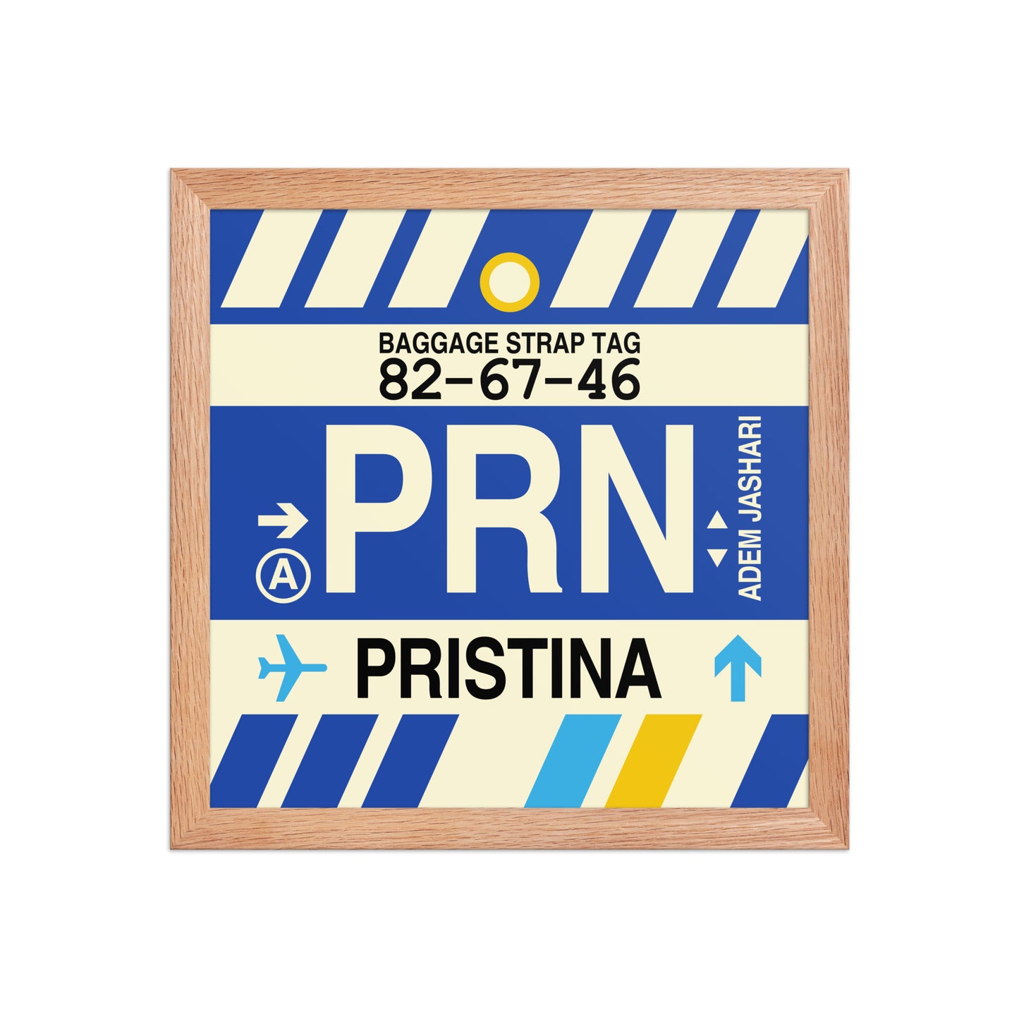 PRN Pristina Framed Print • Jet Age Baggage Tag Design • YHM Designs - Image 07
