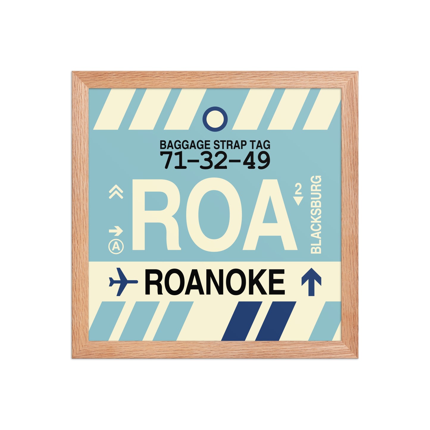 ROA Roanoke Framed Print • Jet Age Baggage Tag Design • YHM Designs - Image 07