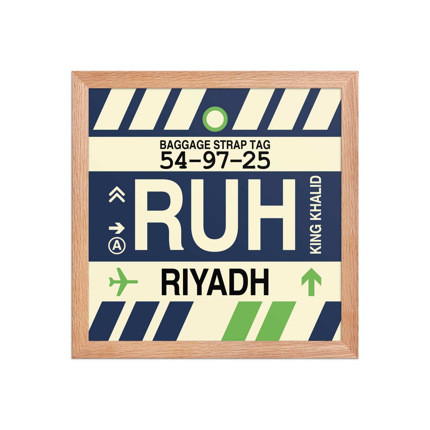 RUH Riyadh Framed Print • Jet Age Baggage Tag Design • YHM Designs - Image 07