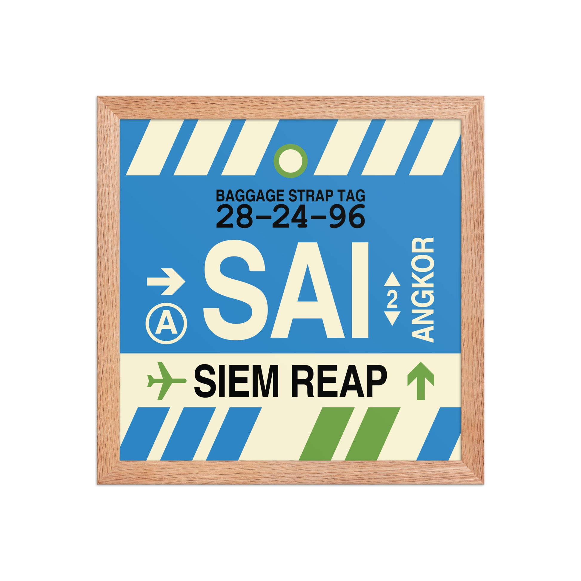 SAI Siem Reap-Angkor Framed Print • Jet Age Baggage Tag Design • YHM Designs - Image 07