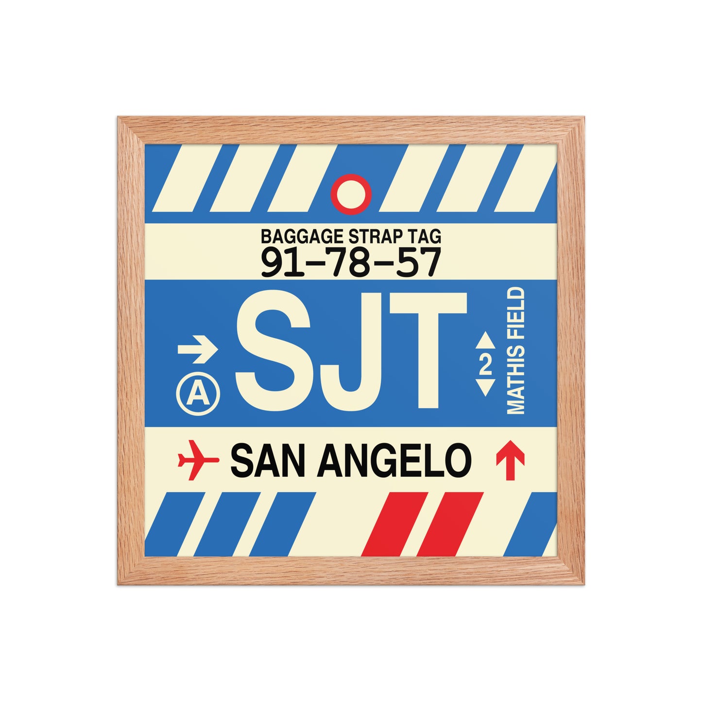 SJT San Angelo Framed Print • Jet Age Baggage Tag Design • YHM Designs - Image 07