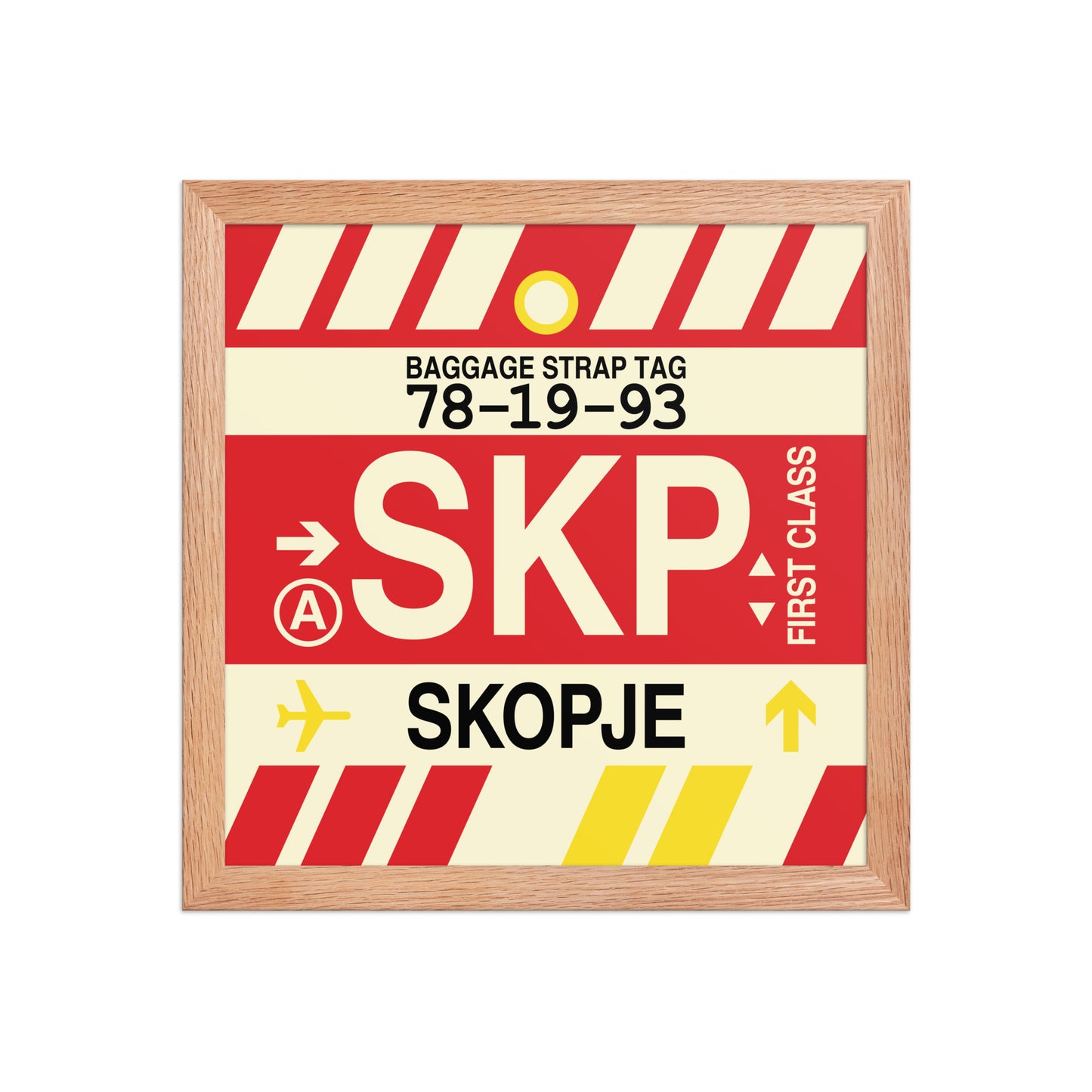 SKP Skopje Framed Print • Jet Age Baggage Tag Design • YHM Designs - Image 07