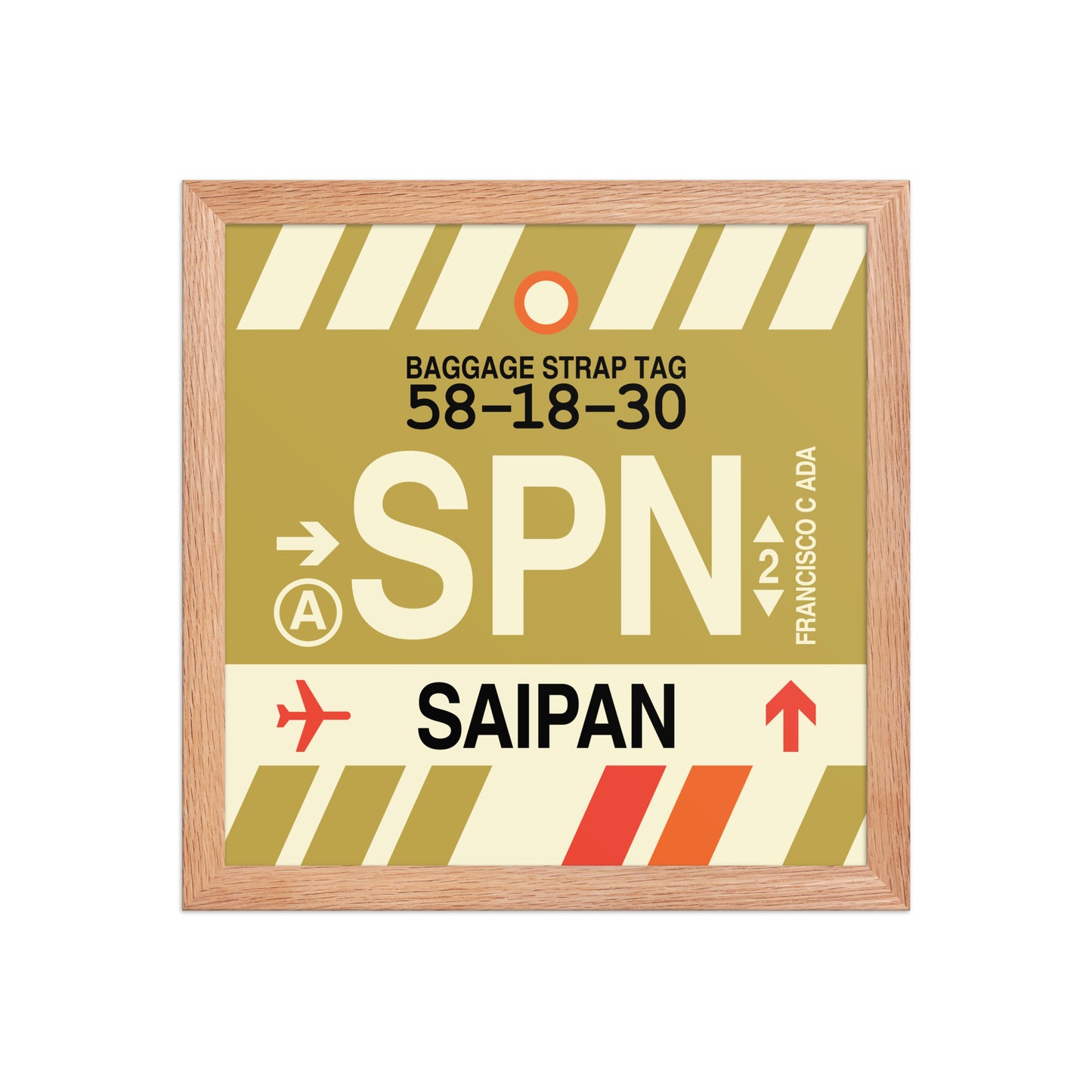 SPN Saipan Framed Print • Jet Age Baggage Tag Design • YHM Designs - Image 07