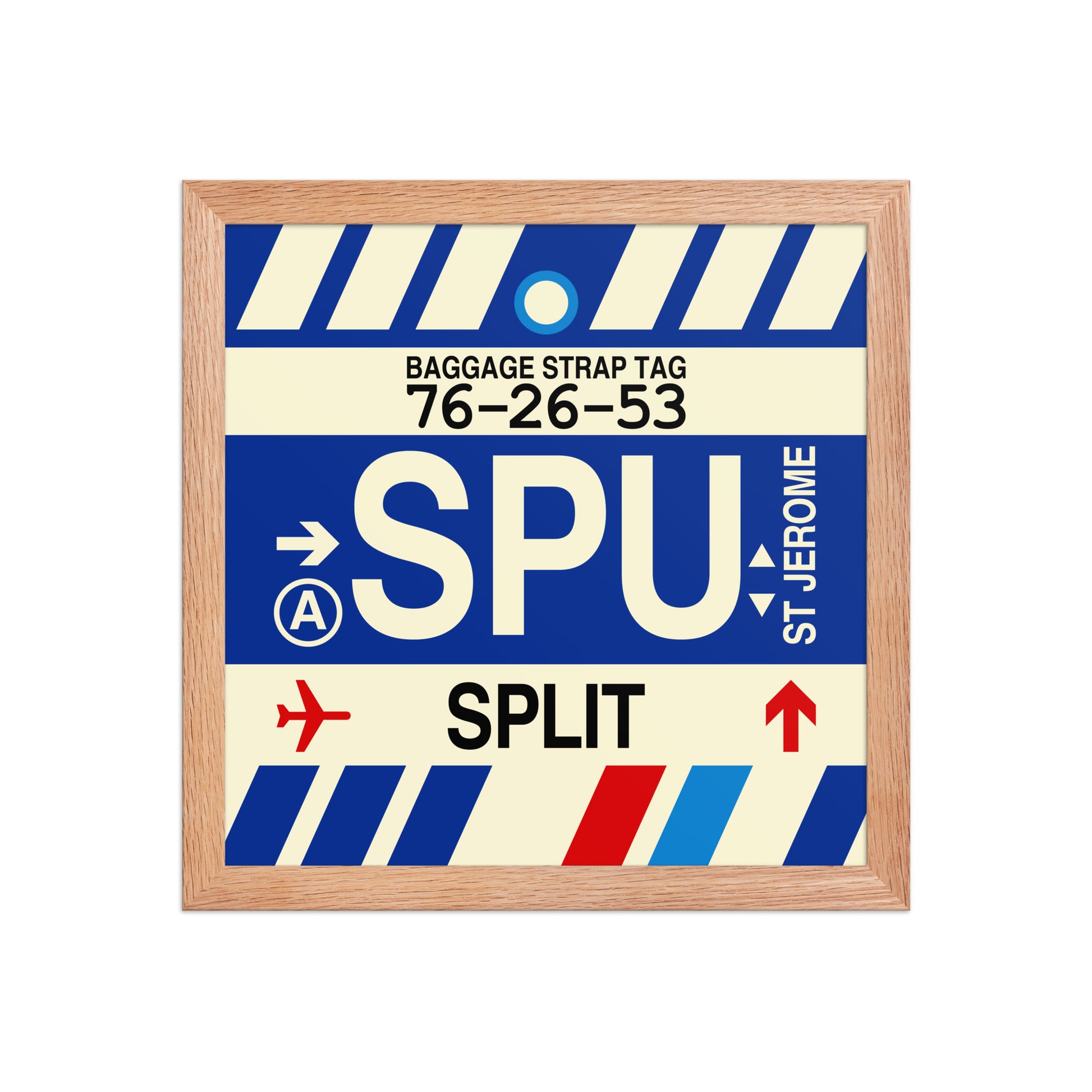 SPU Split Framed Print • Jet Age Baggage Tag Design • YHM Designs - Image 07