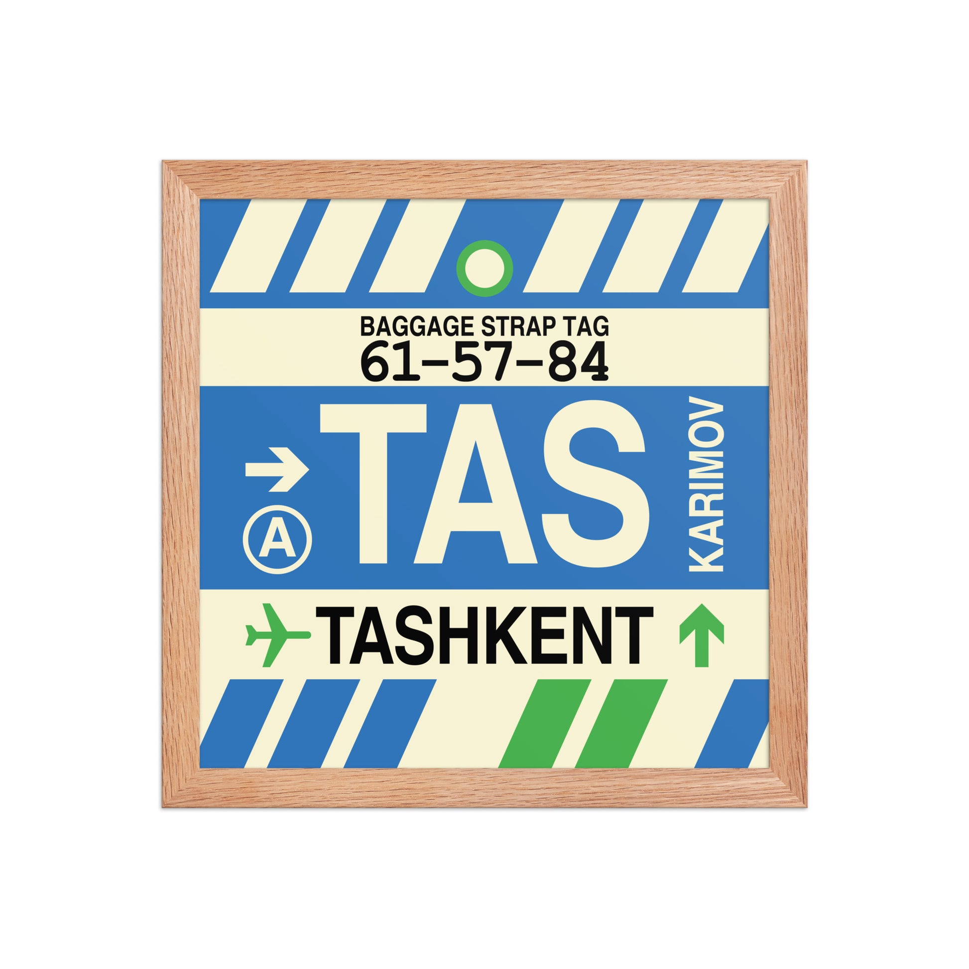 TAS Tashkent Framed Print • Jet Age Baggage Tag Design • YHM Designs - Image 07