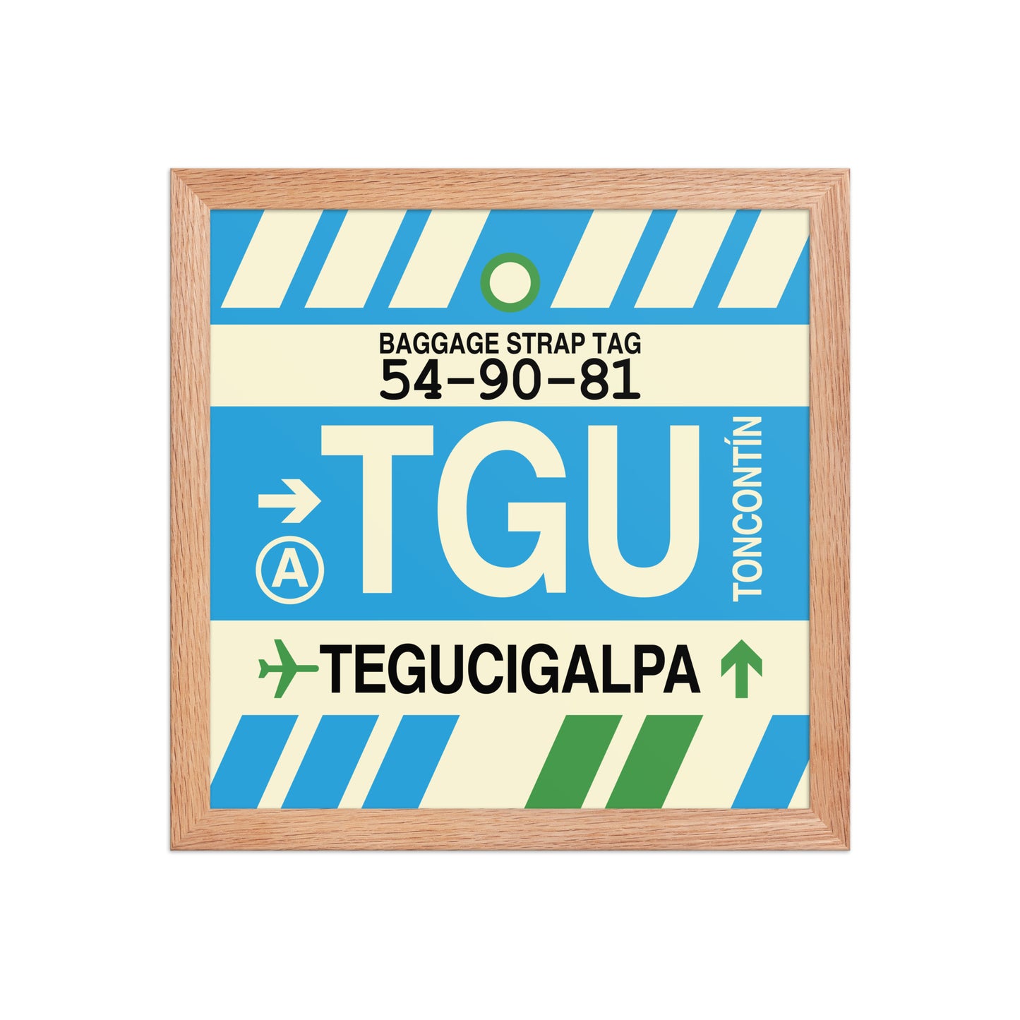 TGU Tegucigalpa Framed Print • Jet Age Baggage Tag Design • YHM Designs - Image 07