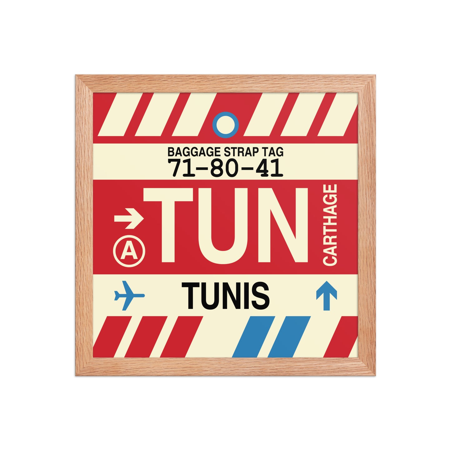 TUN Tunis Framed Print • Jet Age Baggage Tag Design • YHM Designs - Image 07