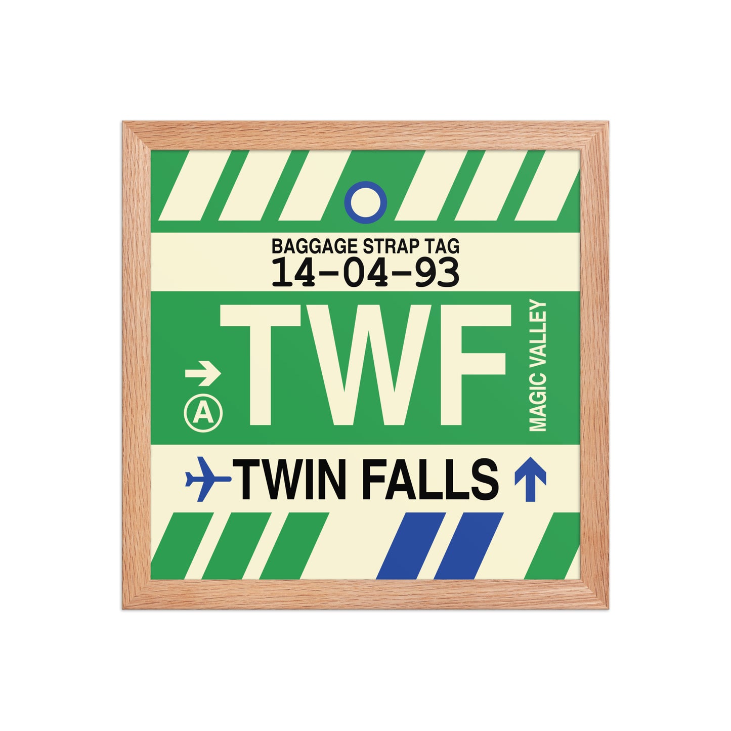 TWF Twin Falls Framed Print • Jet Age Baggage Tag Design • YHM Designs - Image 07