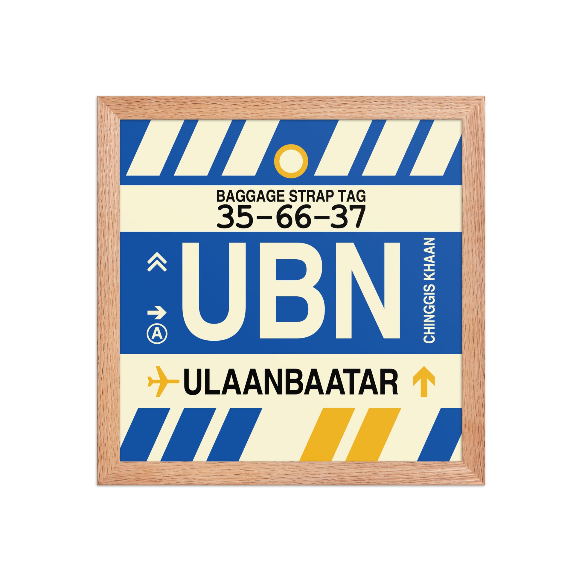 UBN Ulaanbaatar Framed Print • Jet Age Baggage Tag Design • YHM Designs - Image 07