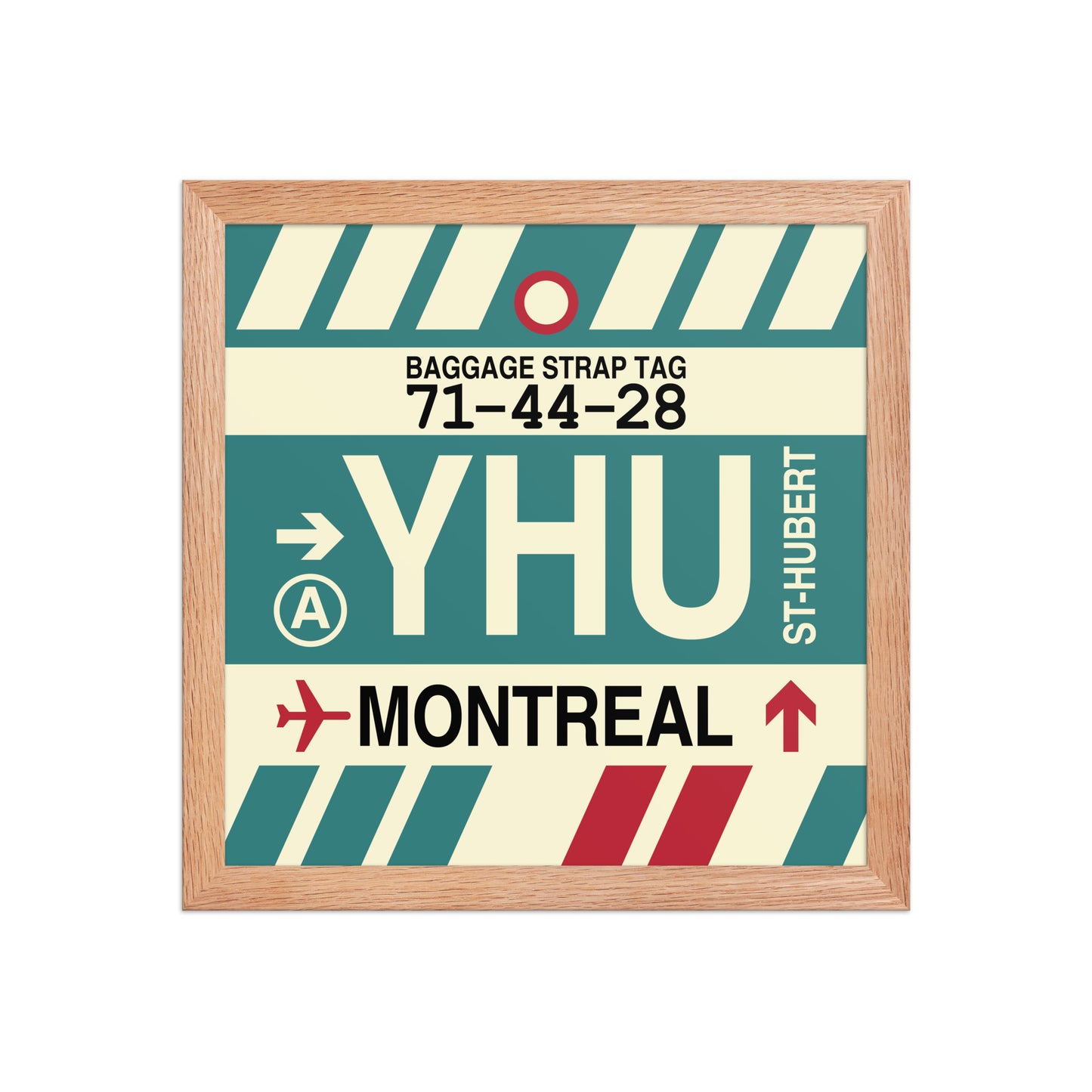 YHU Montreal Framed Print • Jet Age Baggage Tag Design • YHM Designs - Image 07