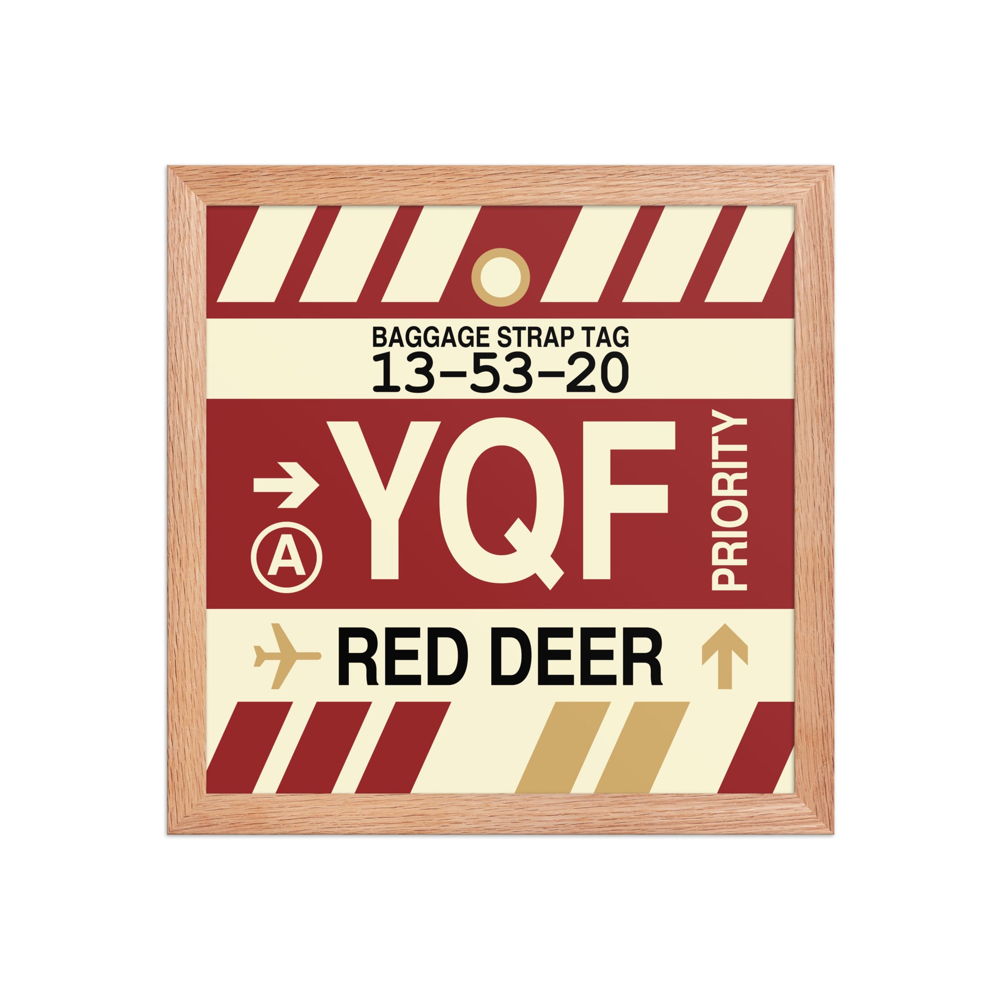 YQF Red Deer Framed Print • Jet Age Baggage Tag Design • YHM Designs - Image 07