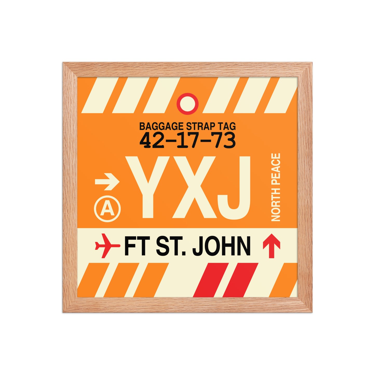 YXJ Fort St. John Framed Print • Jet Age Baggage Tag Design • YHM Designs - Image 07